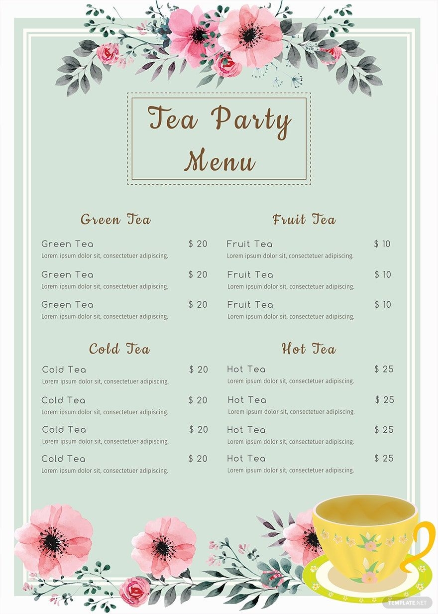Free Printable Party Menu Template Free Printable Party Menu Template