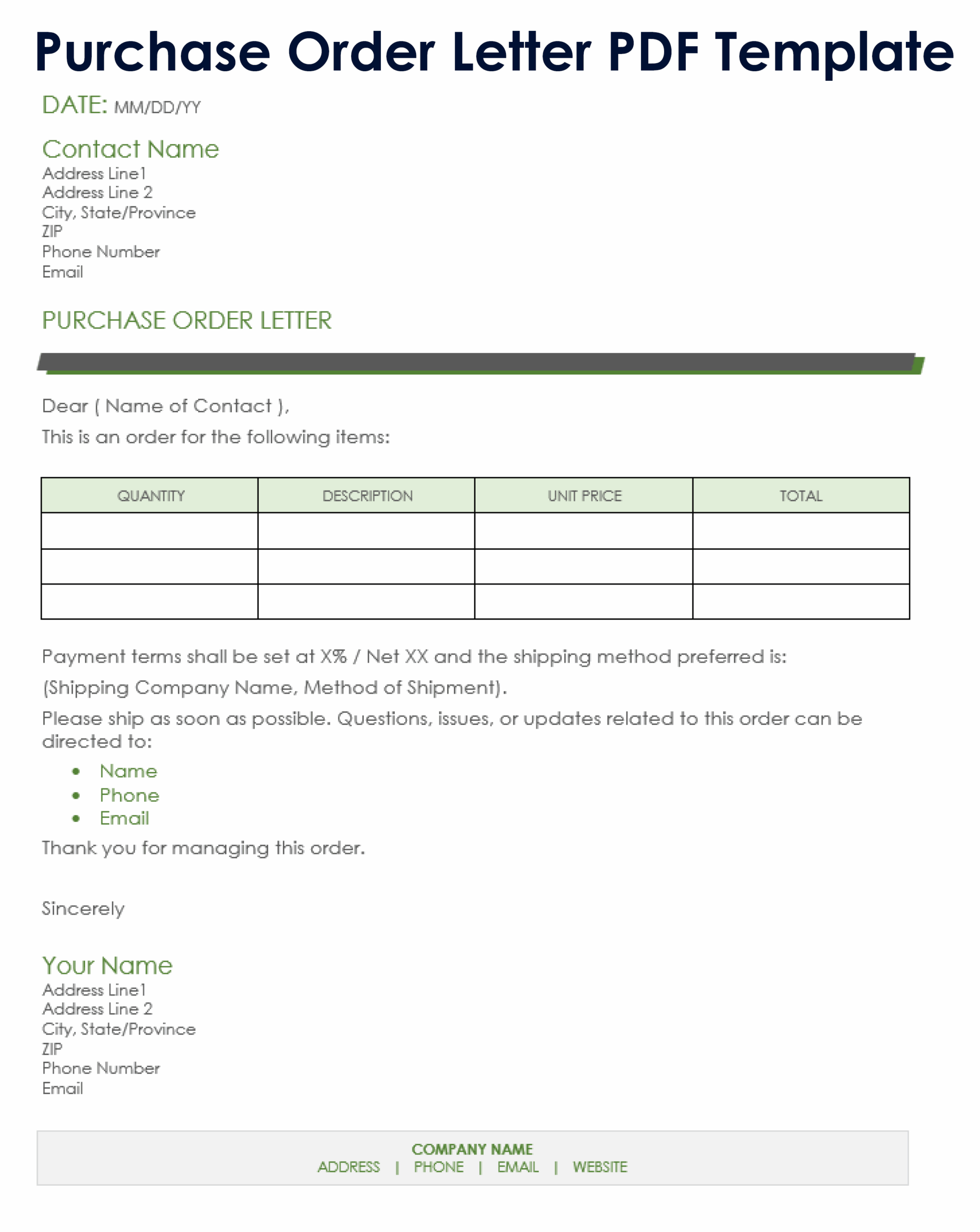 Free Printable Purchase Order Form Template Free Printable Purchase Order Form Template