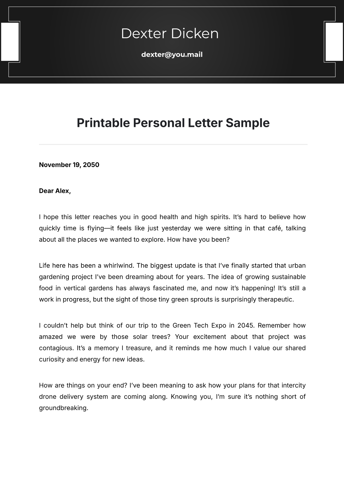 Free Personal Letter Templates Editable And Printable