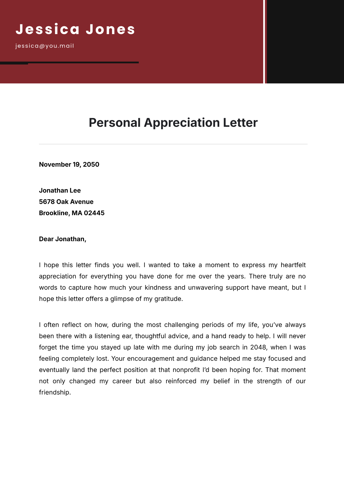Free Printable Personal Letter Templates
