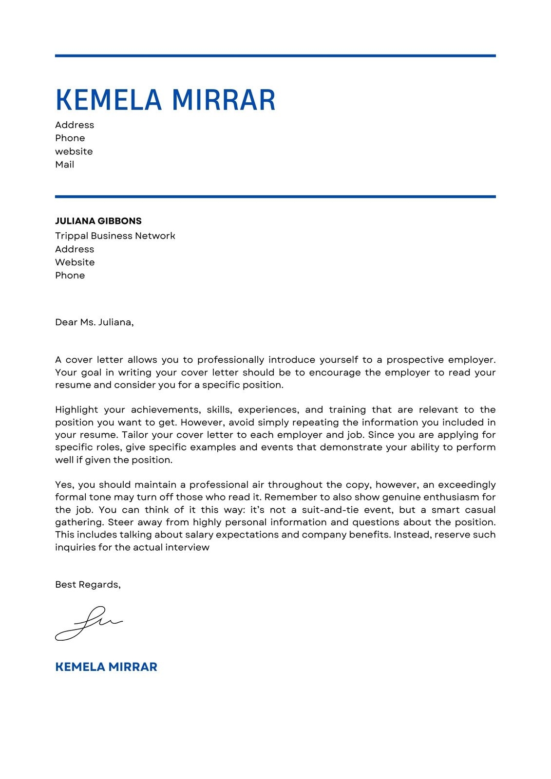 Free Printable Cover Letter Templates You Can Customize Canva