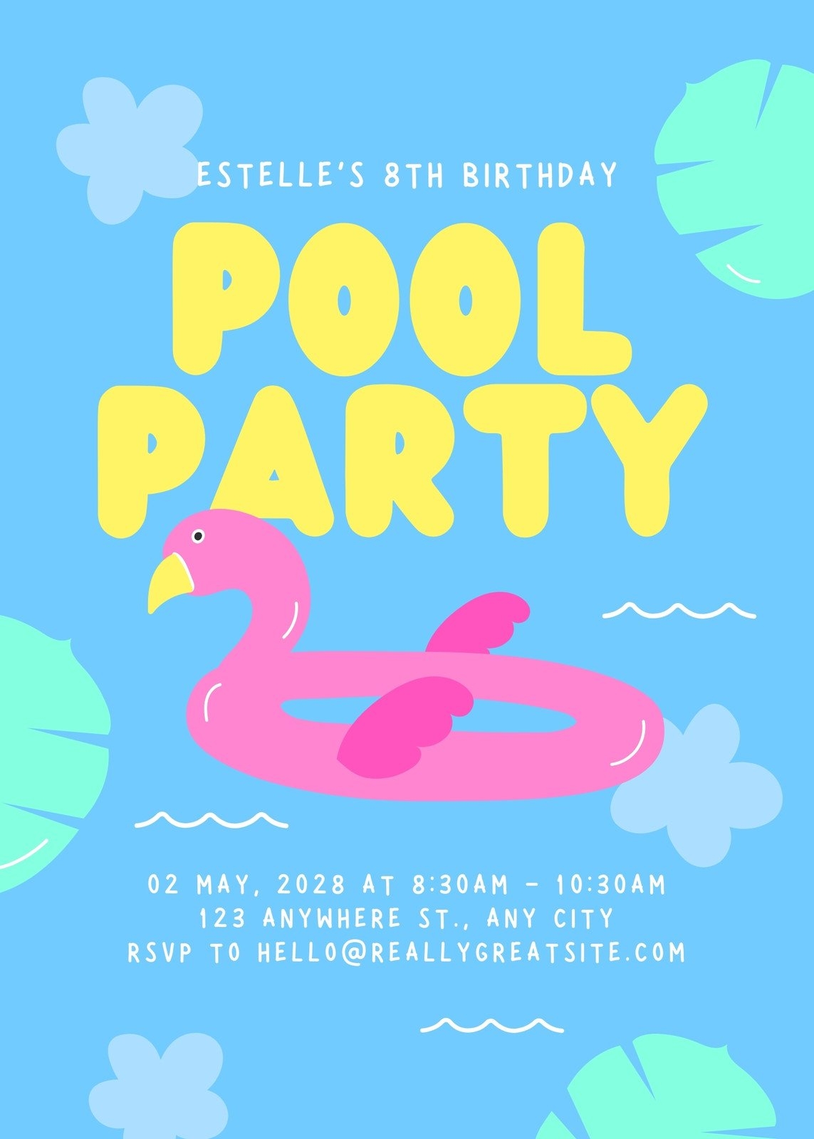 Free Printable Customizable Pool Party Invitation Templates Canva