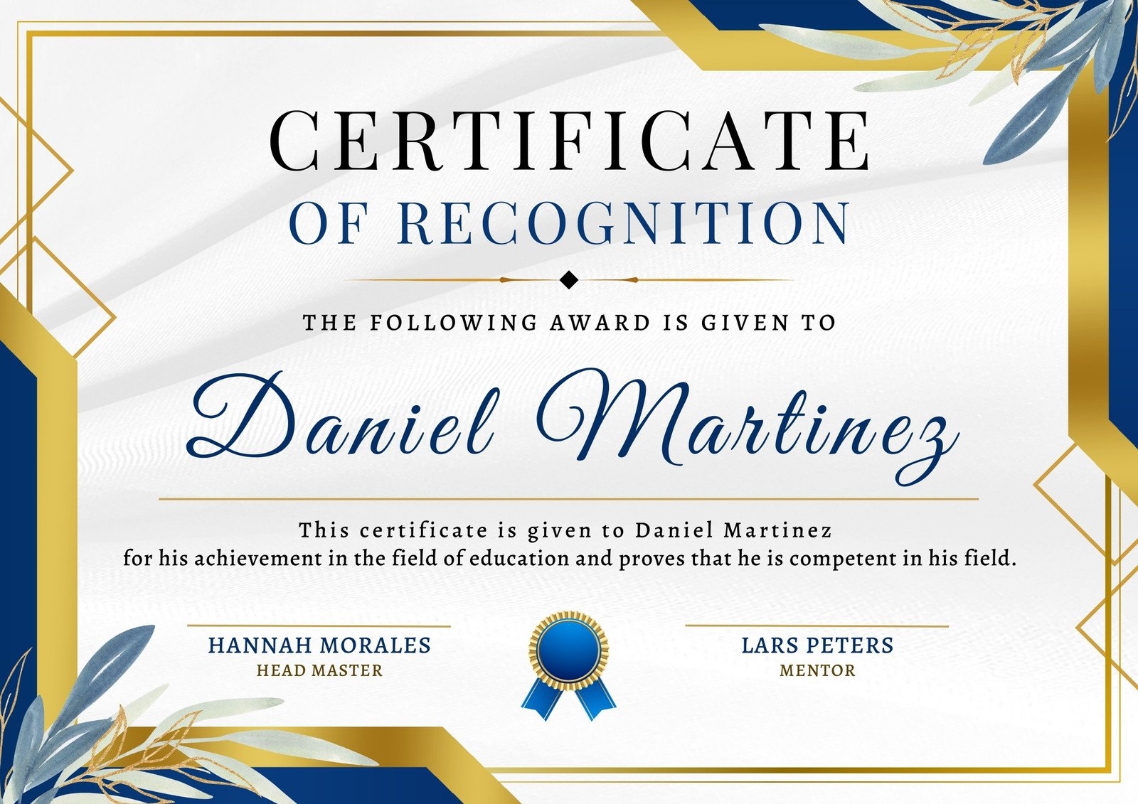 Free Printable Recognition Award Template