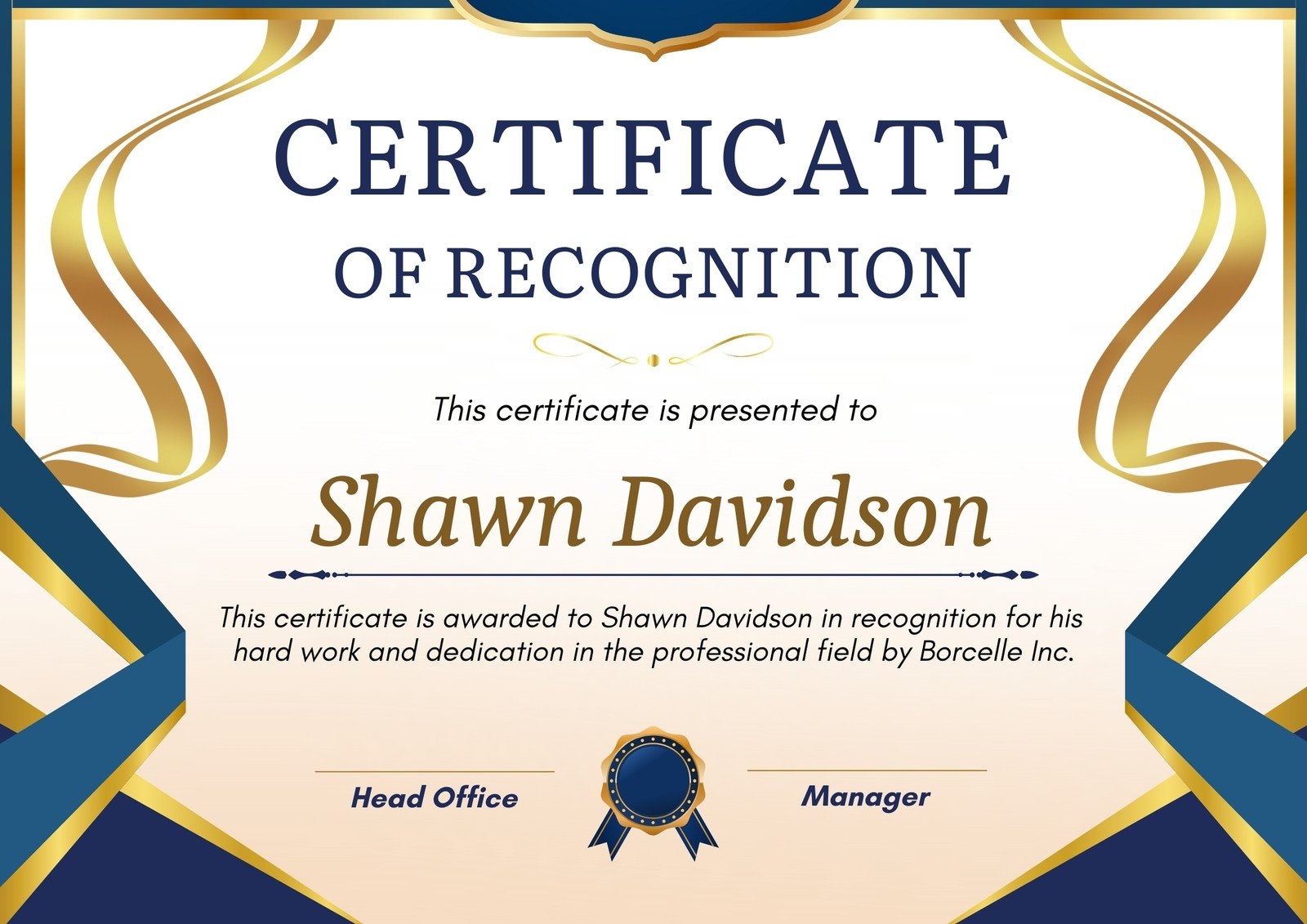 Free Printable Customizable Recognition Certificate Templates