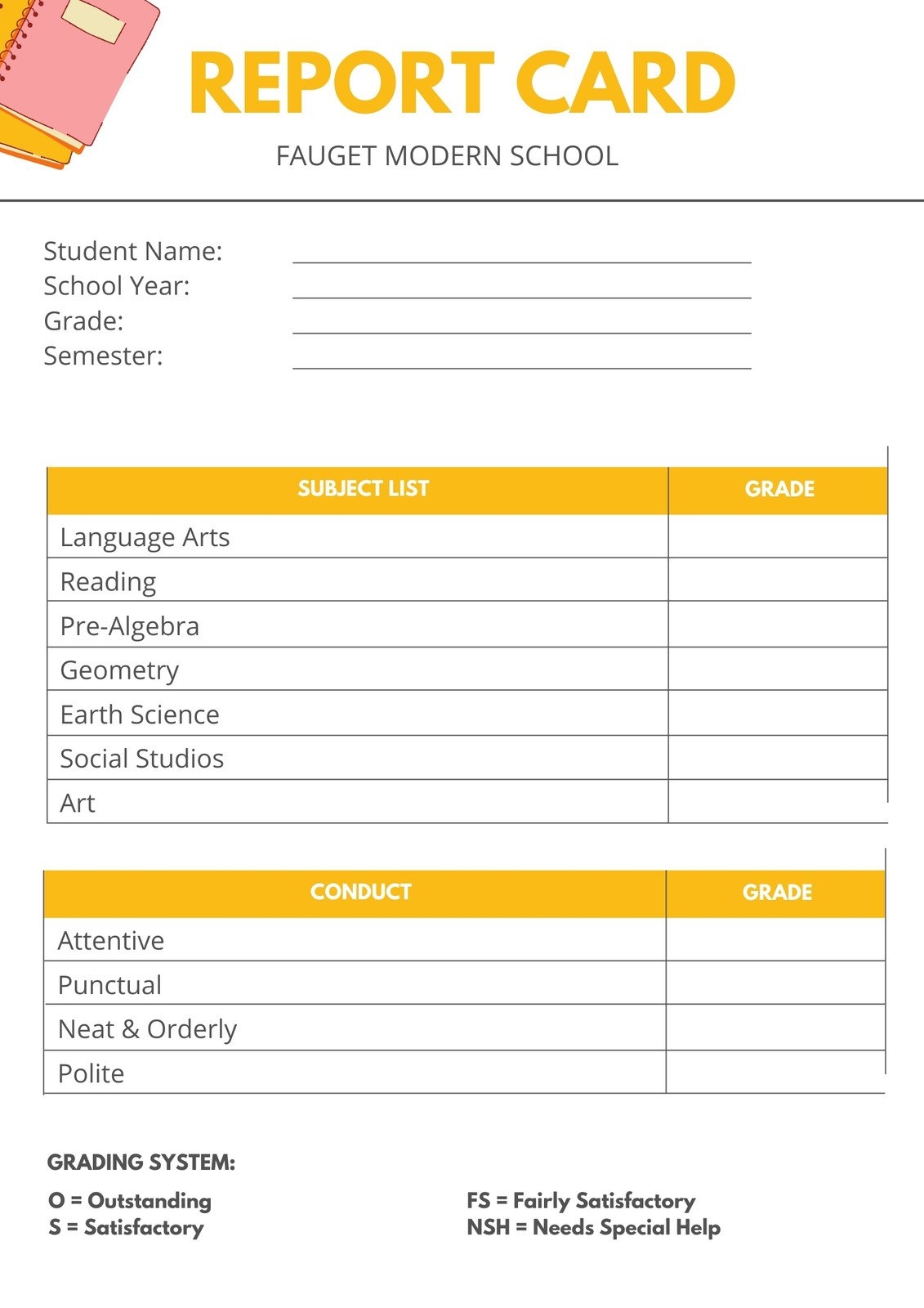 Free Printable Customizable Report Card Templates Canva