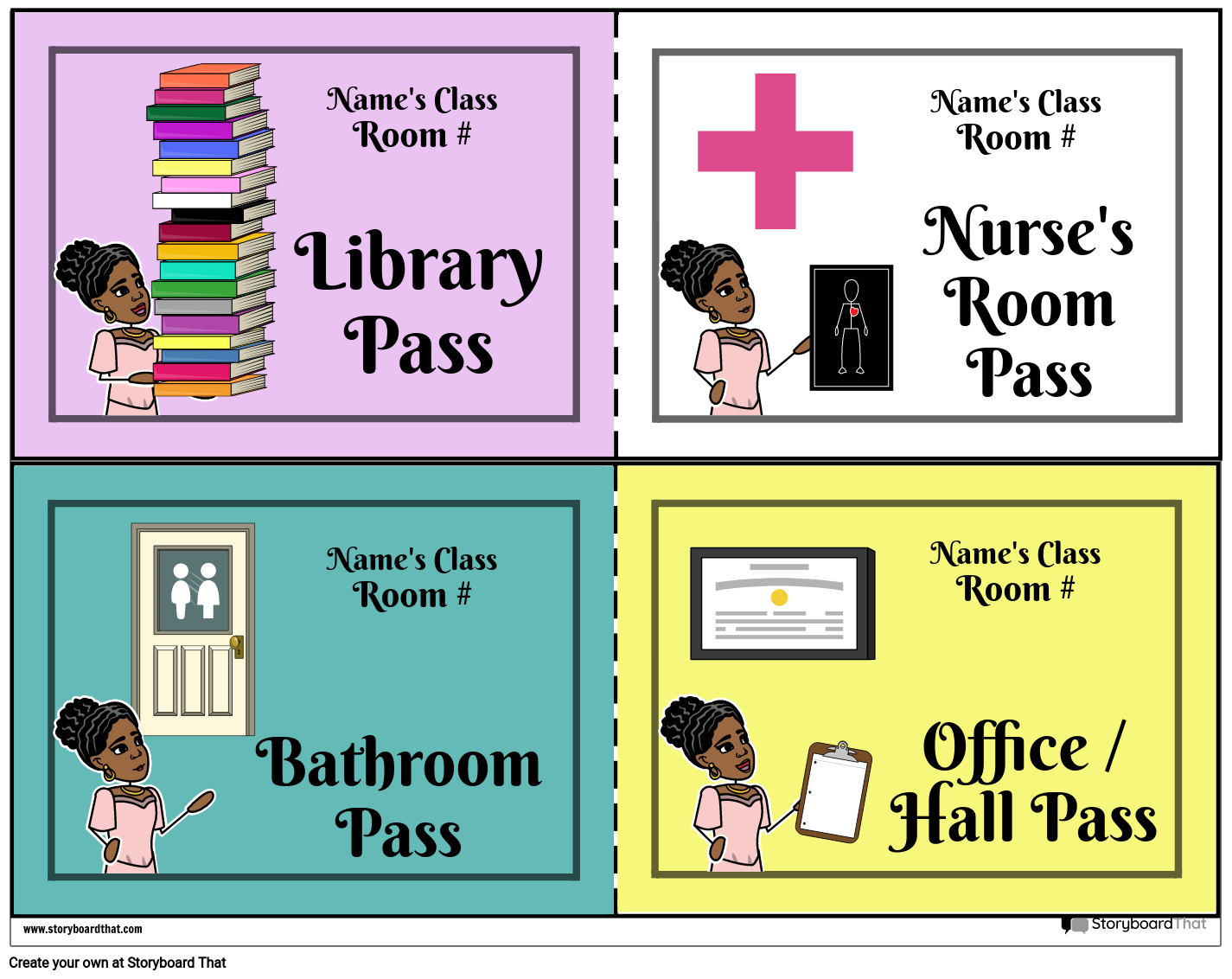 Free Printable Hall Passes StoryboardThat Free Printable Hall Passes StoryboardThat