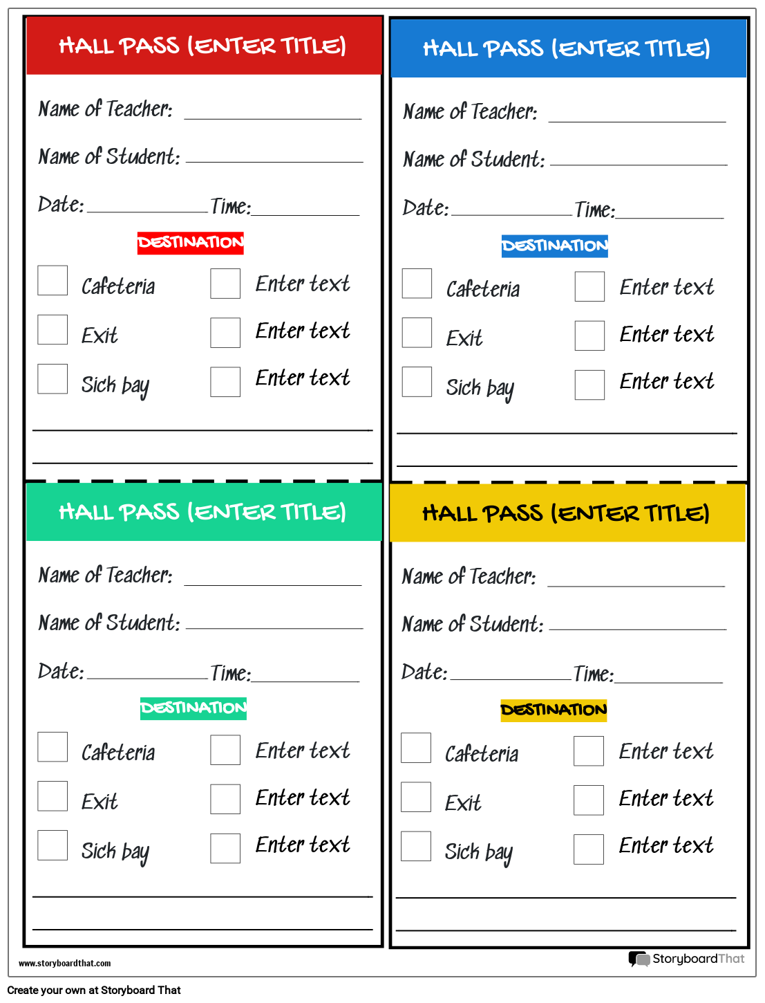 Free Printable Hall Passes StoryboardThat Free Printable Hall Passes StoryboardThat