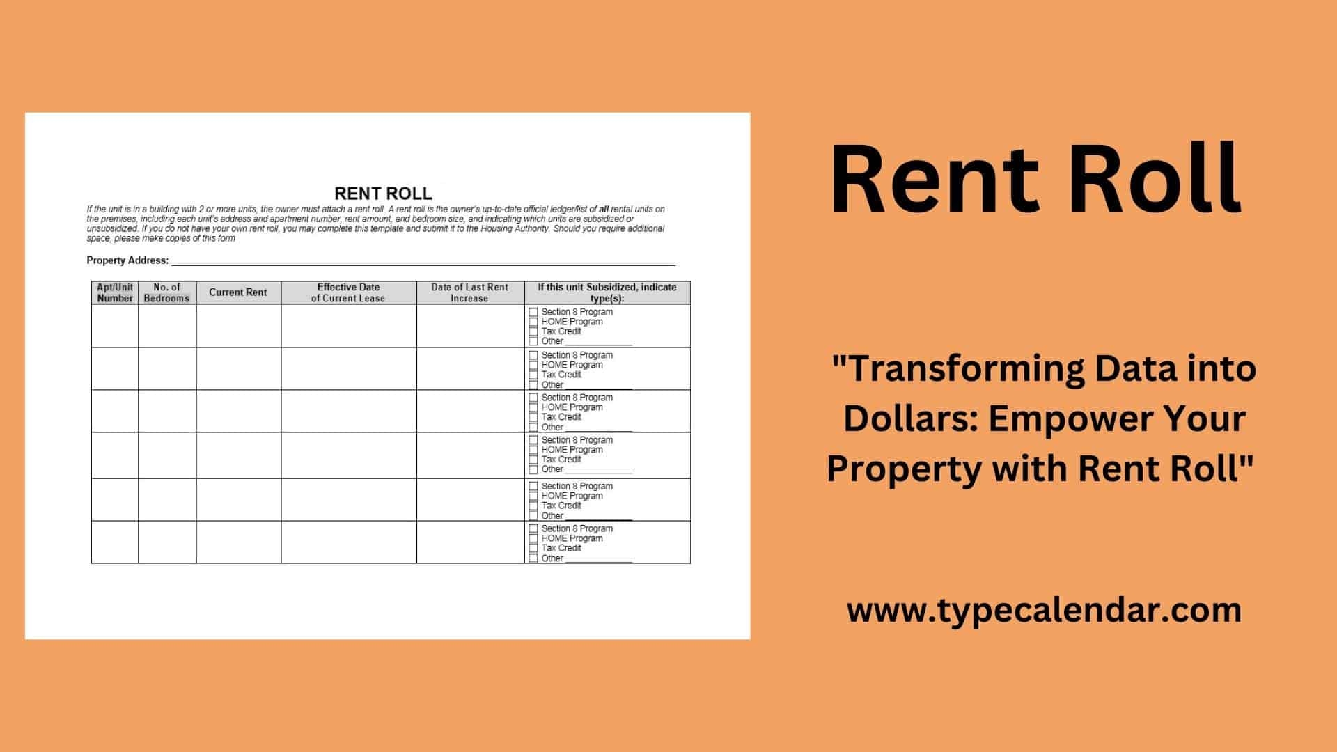 Free Printable Rent Roll Templates PDF Word Excel Google Sheets