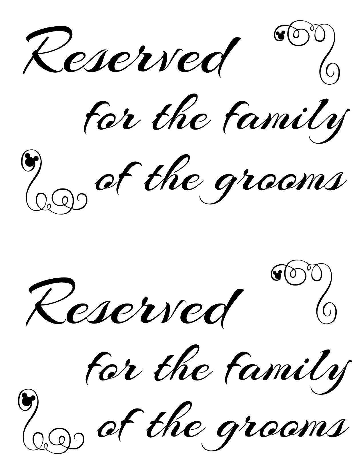 Free Printable Reserved Seating Signs For Your Wedding Ceremony Worksheets Library