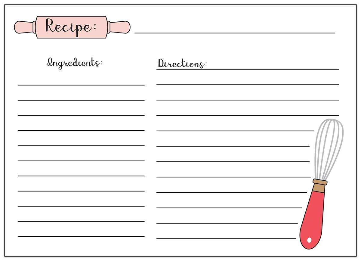 Free Recipe Card Templates To Print PDF Downloads 
