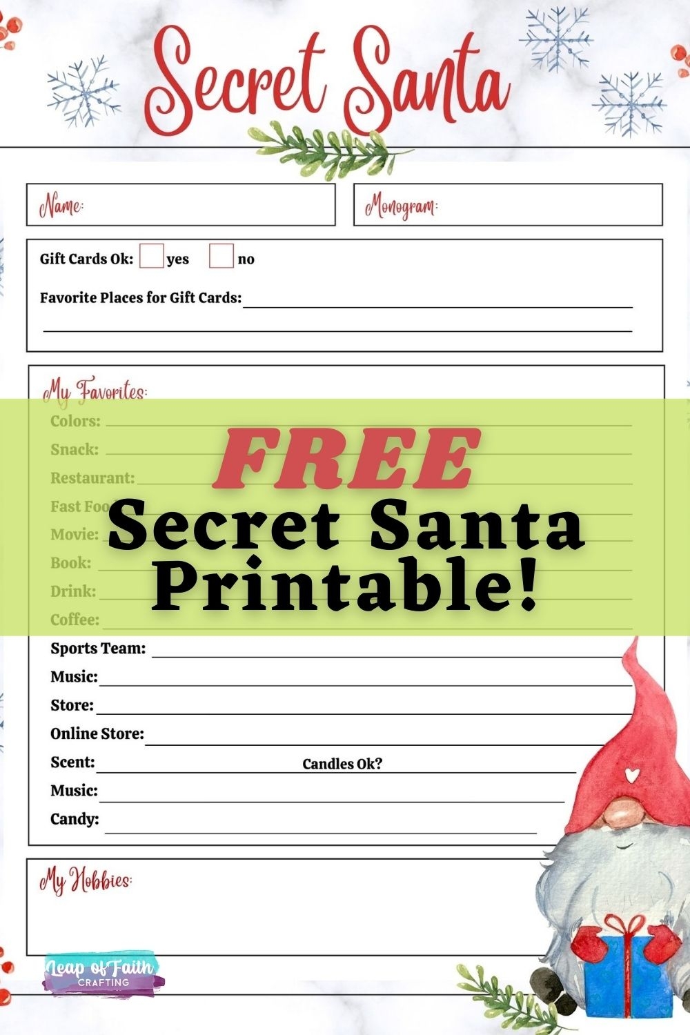 Free Printable Secret Santa Templates