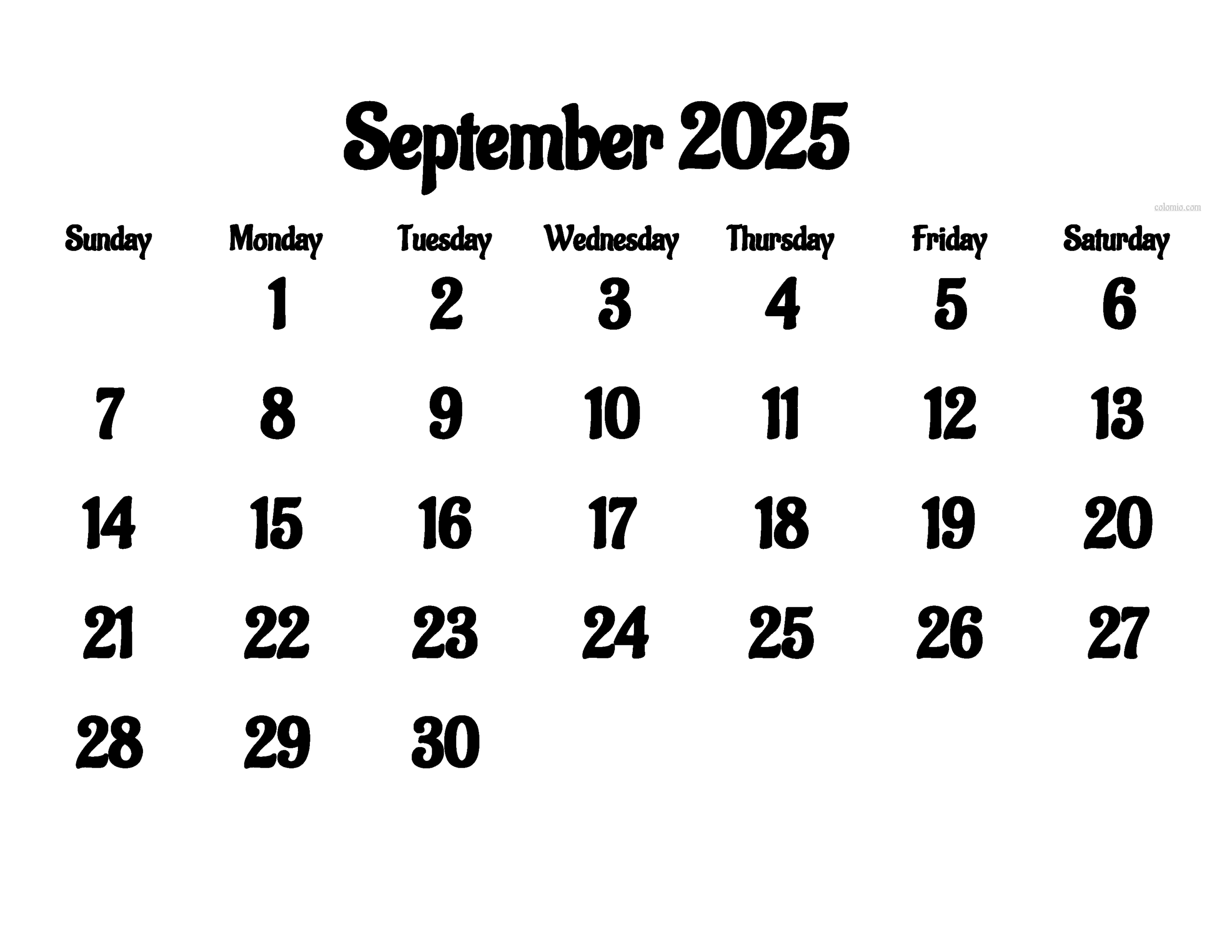2025 Calendar September 2025 Calendar September