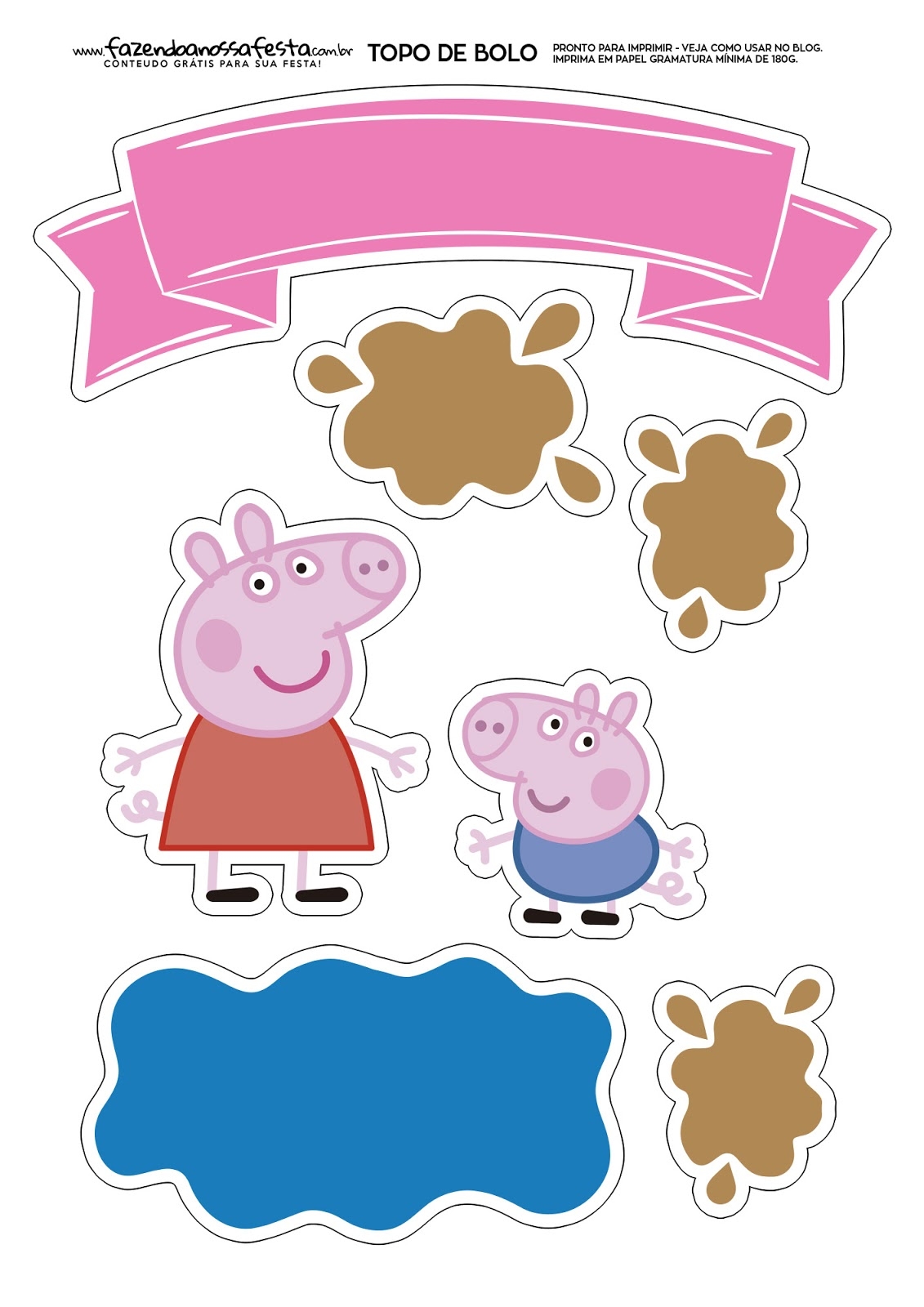 George And Peppa Pig Free Printable Cake Toppers Oh My Fiesta