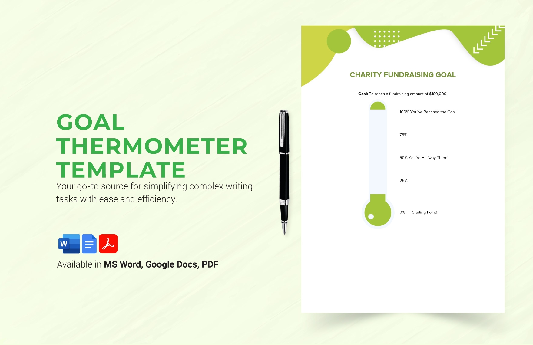 Goal Thermometer Template In Word PDF Google Docs Download Template Goal Thermometer Template In Word PDF Google Docs Download Template
