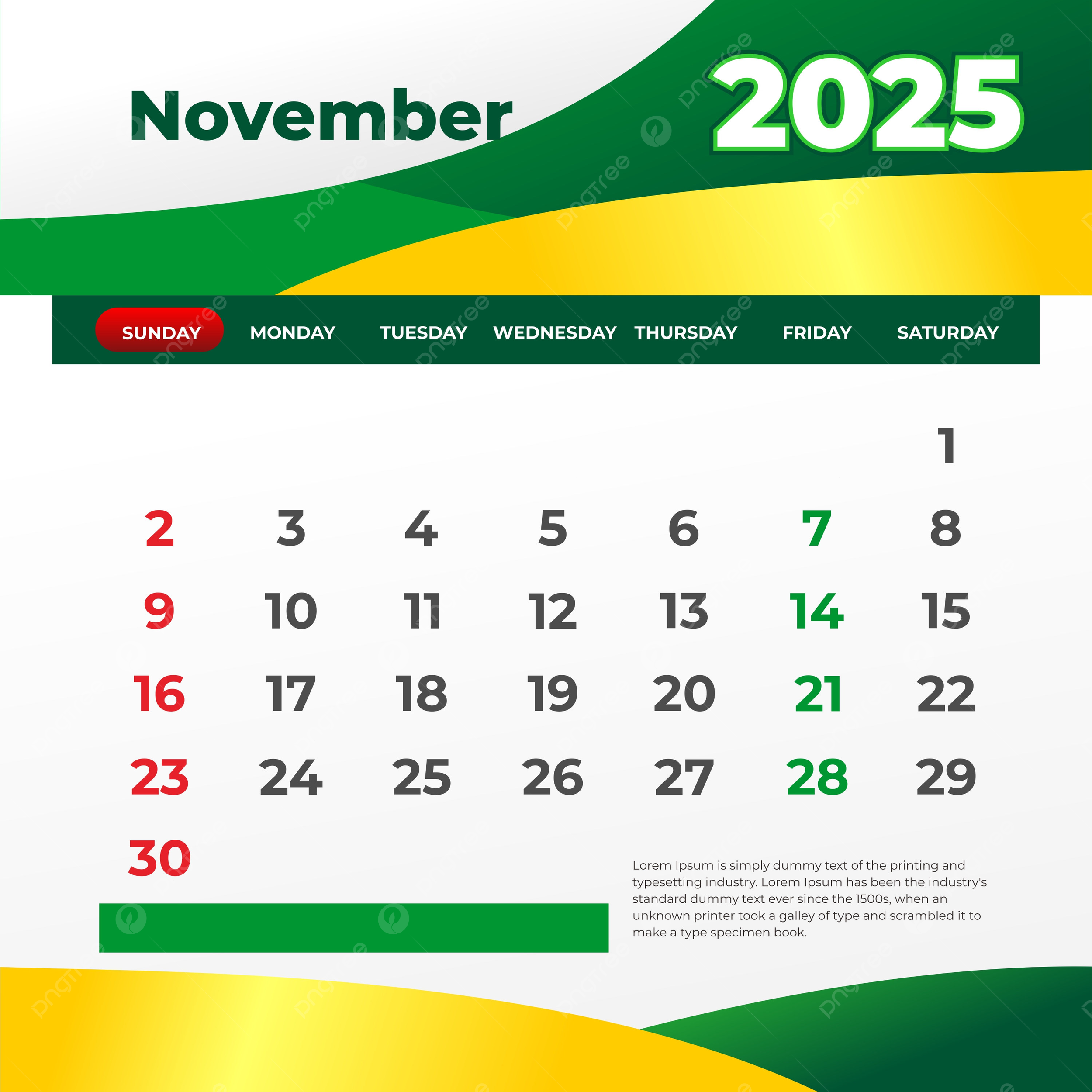 Editable Calendar November 2025