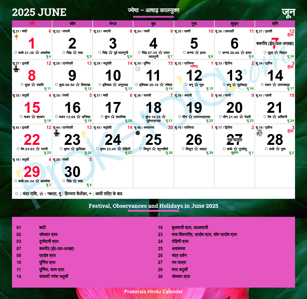 Hindu Calendar 2025 June Hindu Calendar 2025 June