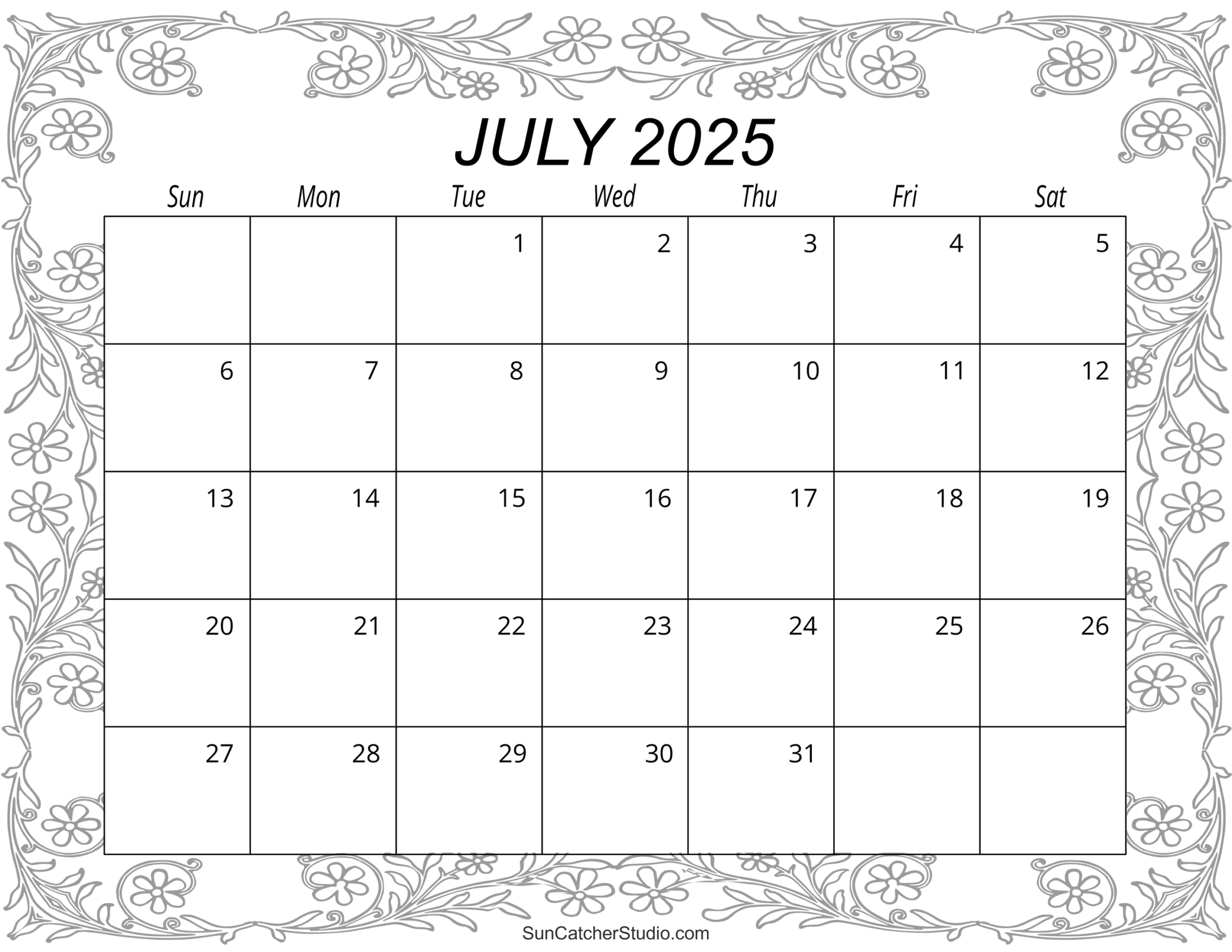 July 2025 Blank Calendar