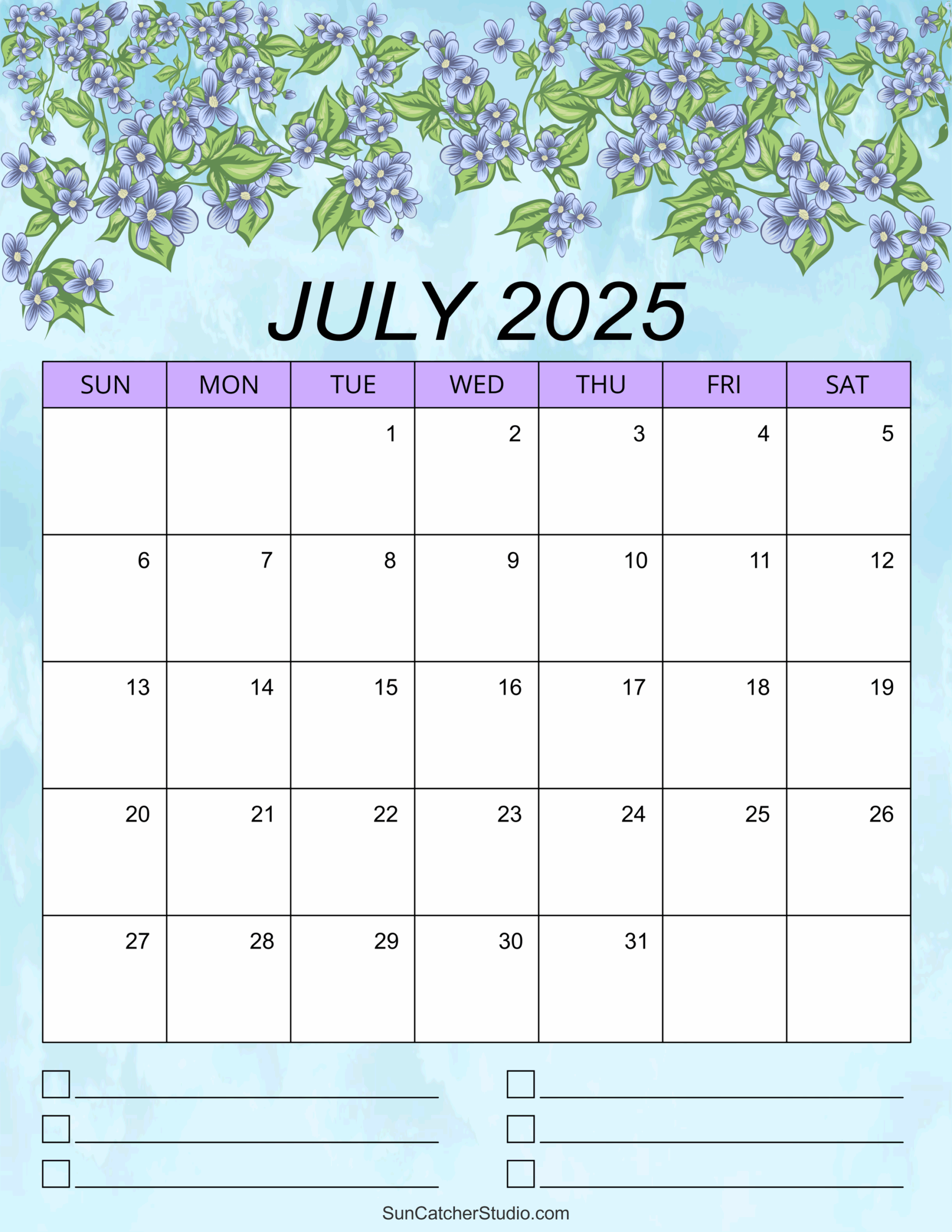 July Calendar 2025 Word