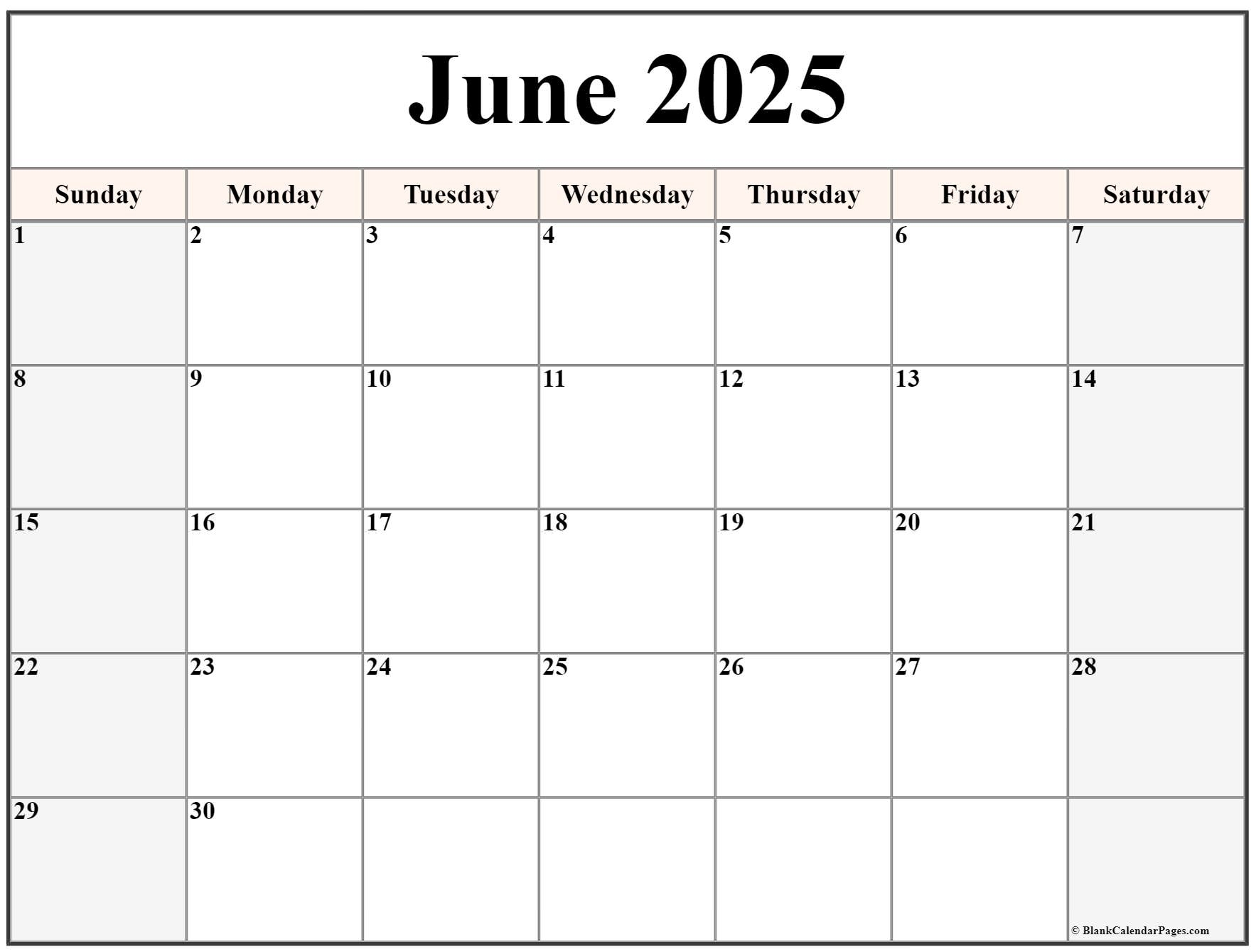 June 2025 Calendar Free Printable Calendars