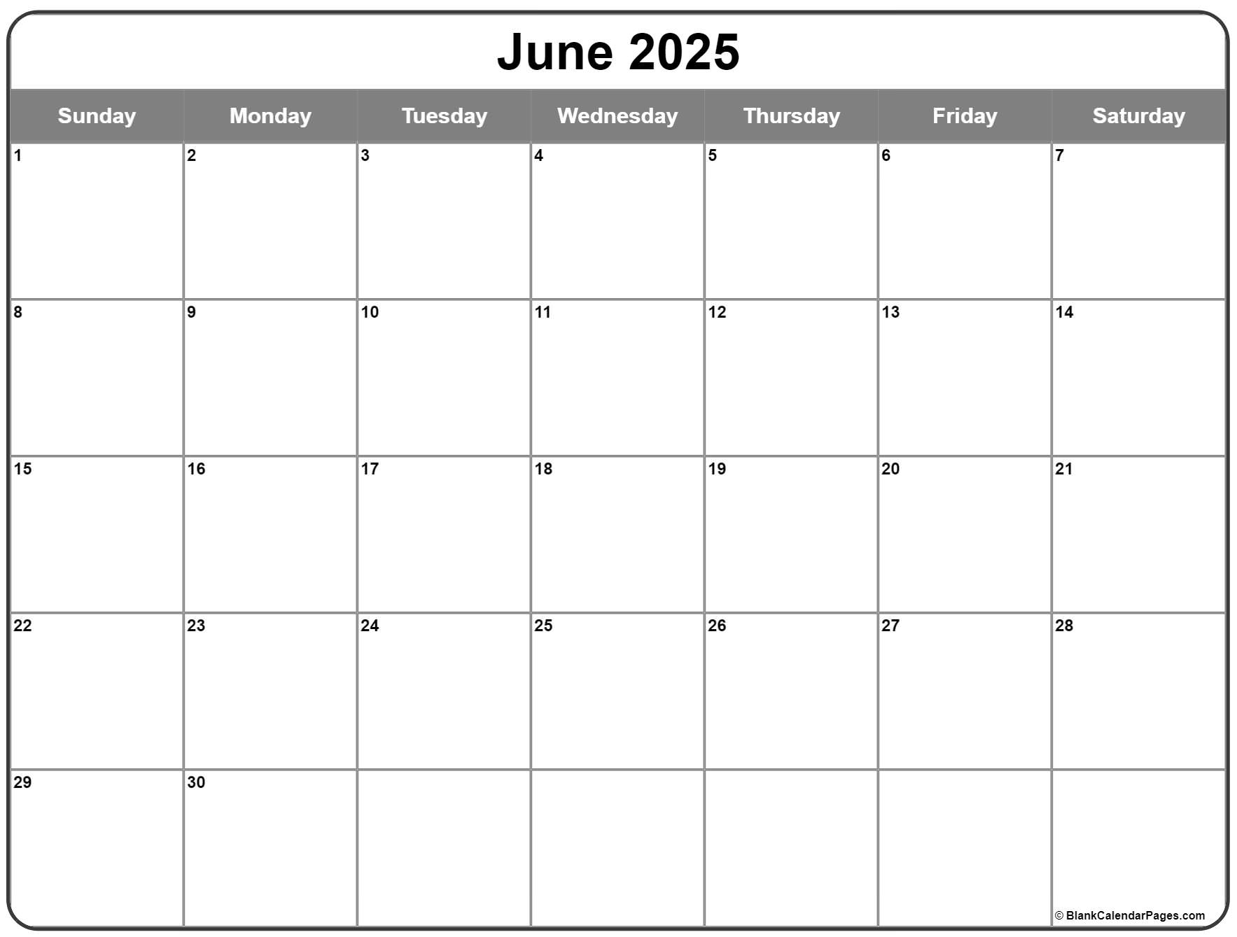 June 2025 Calendar Free Printable Calendars