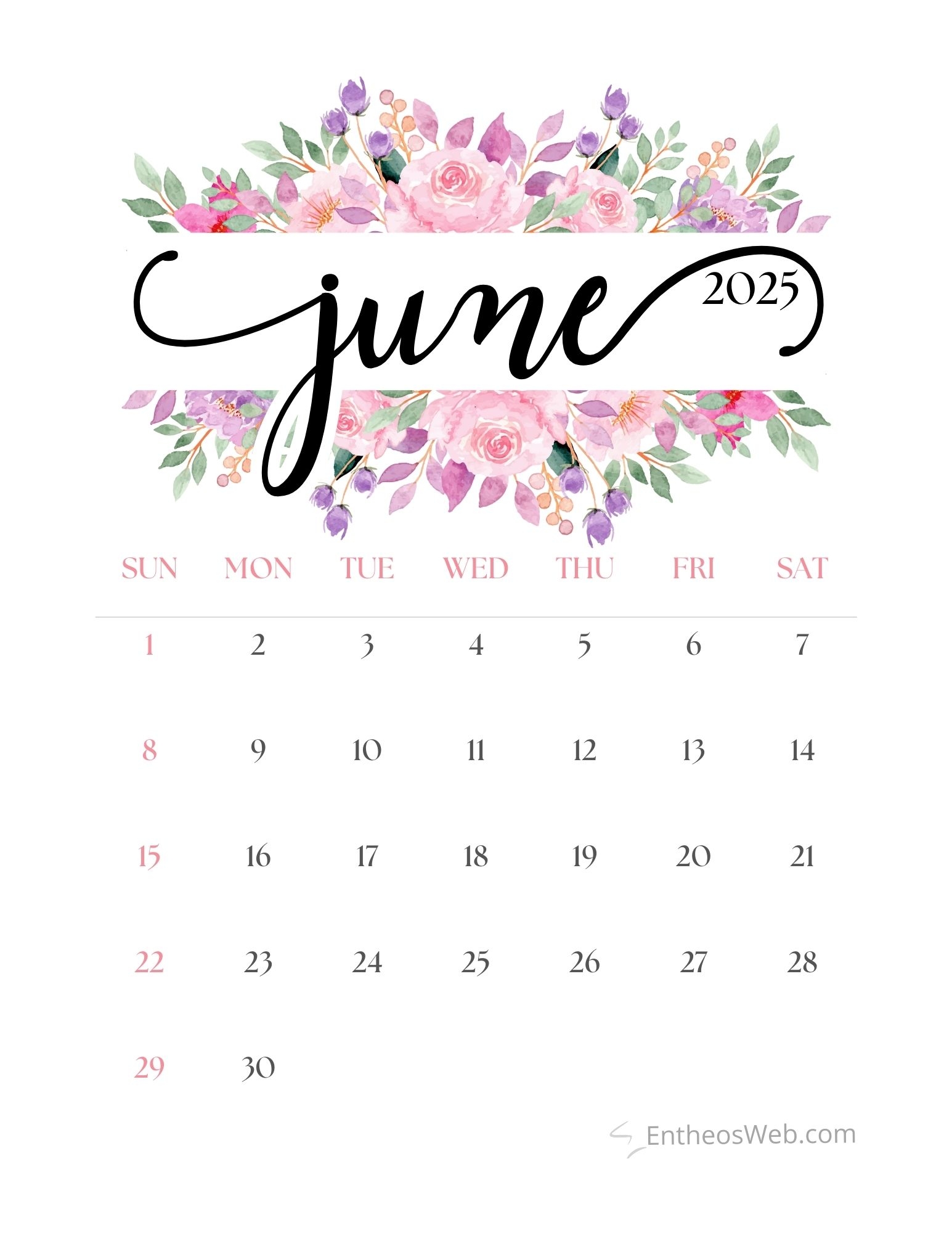 June 2025 Calendar Printables EntheosWeb June 2025 Calendar Printables EntheosWeb