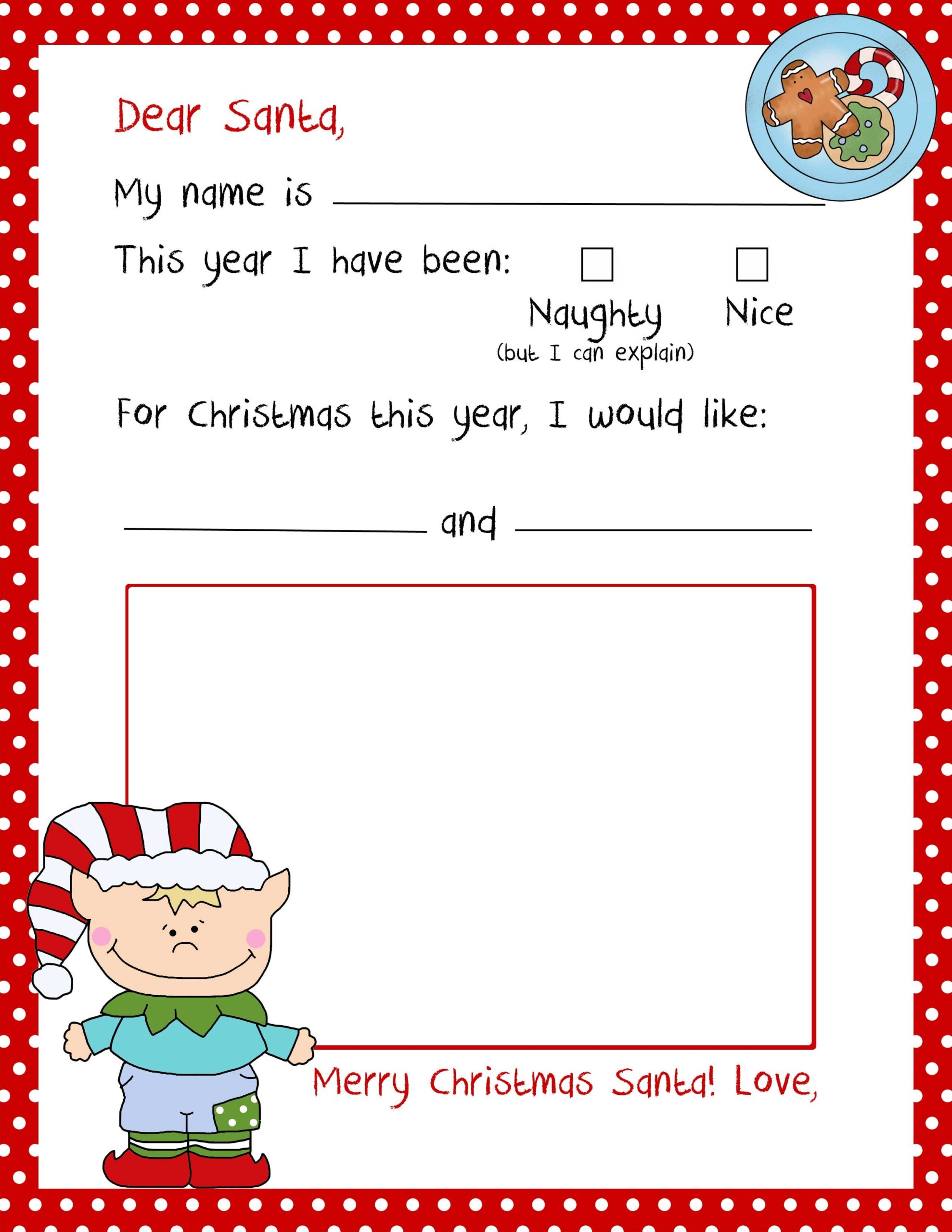 Letter To Santa Elf With Coloring Pasting Box