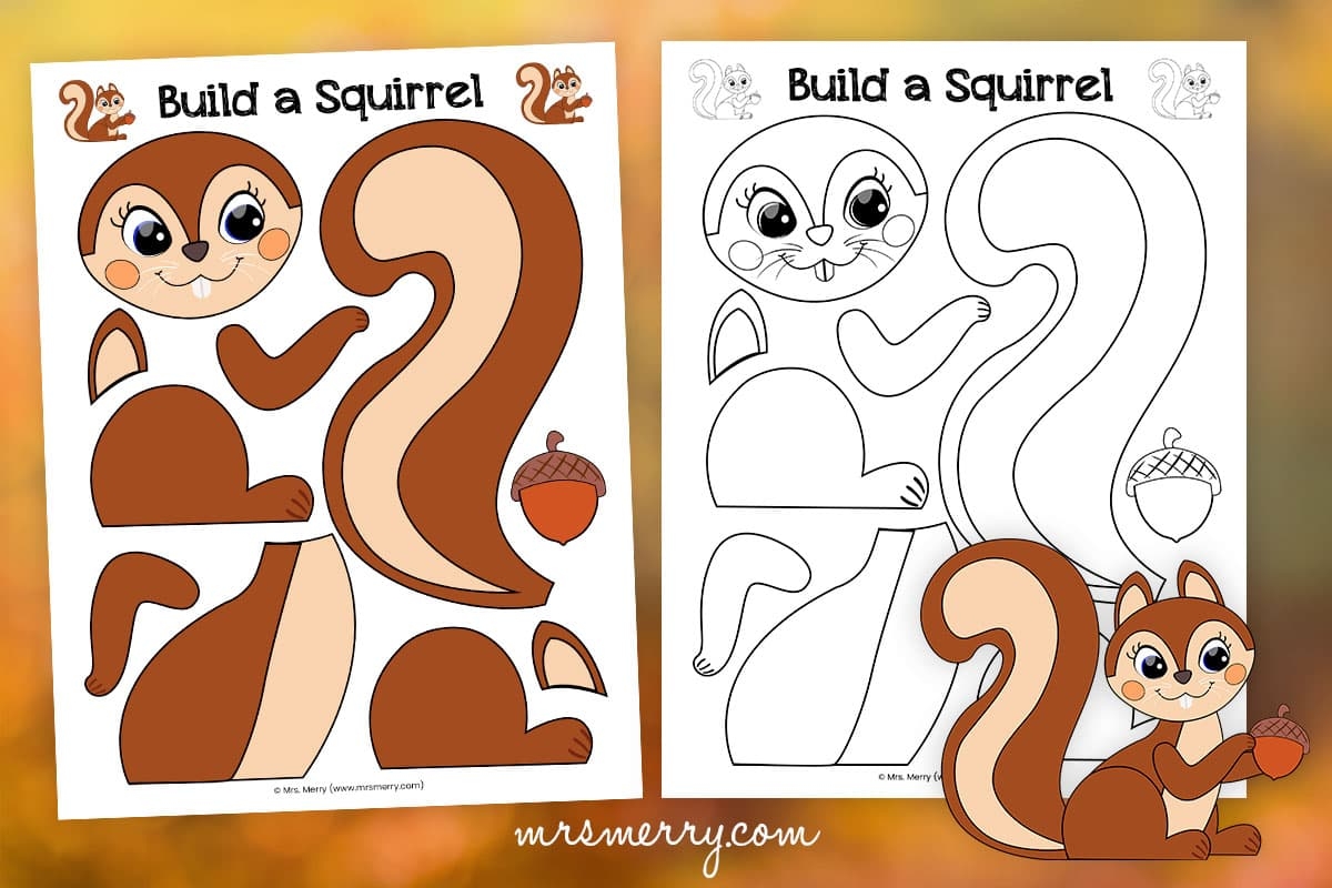 Make A Squirrel Craft Squirrel Template Printable Mrs Merry