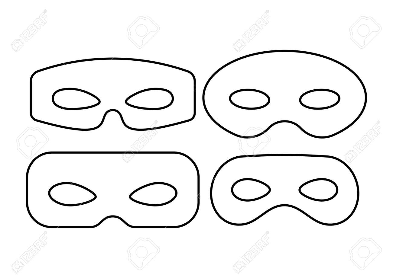 Mask Superhero Or Carnival Bandit Burgar Line Art Vector Icon Set Royalty Free SVG Cliparts Vectors And Stock Illustration Image 188028895