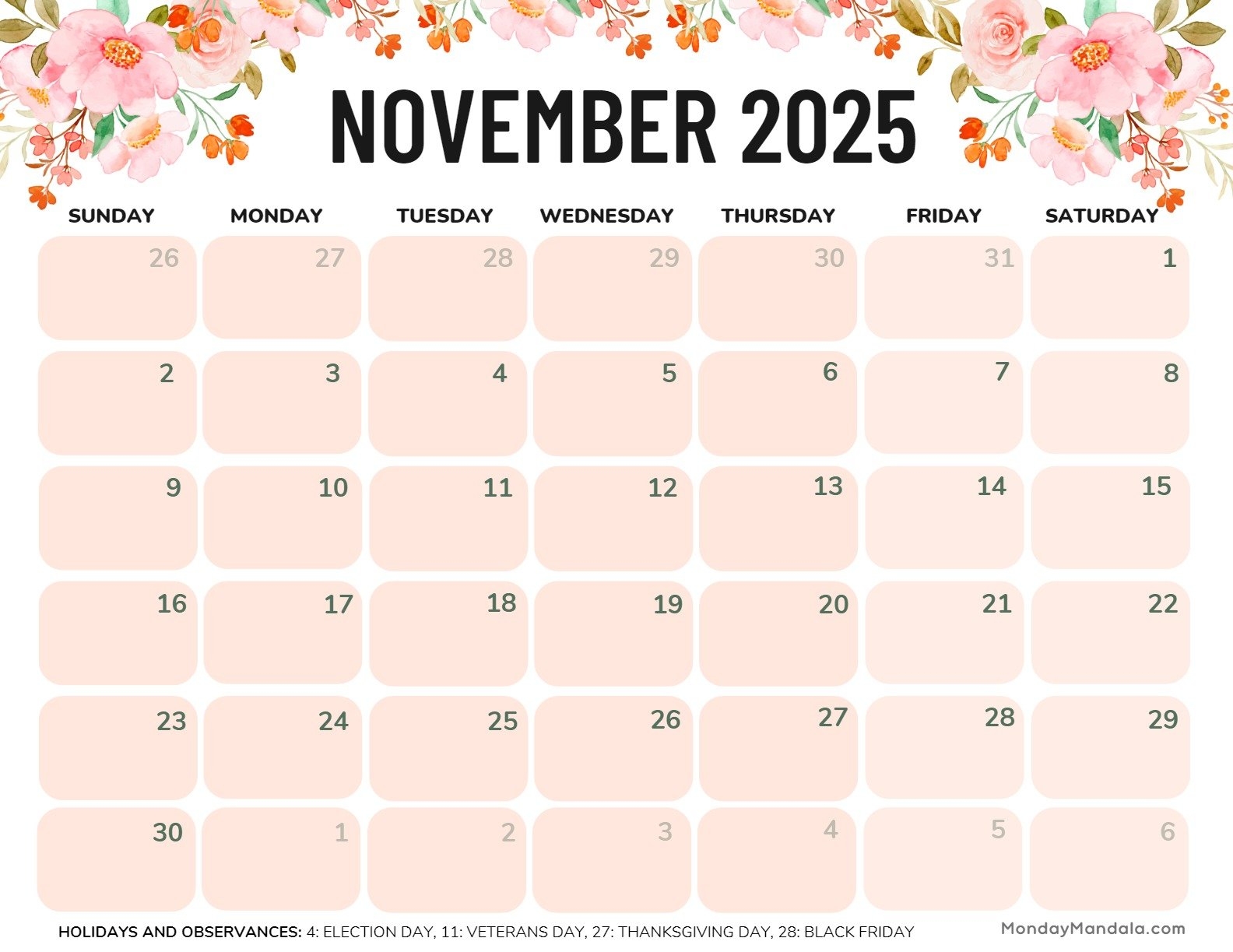 November 2025 Calendar 52 Free PDF Printables November 2025 Calendar 52 Free PDF Printables