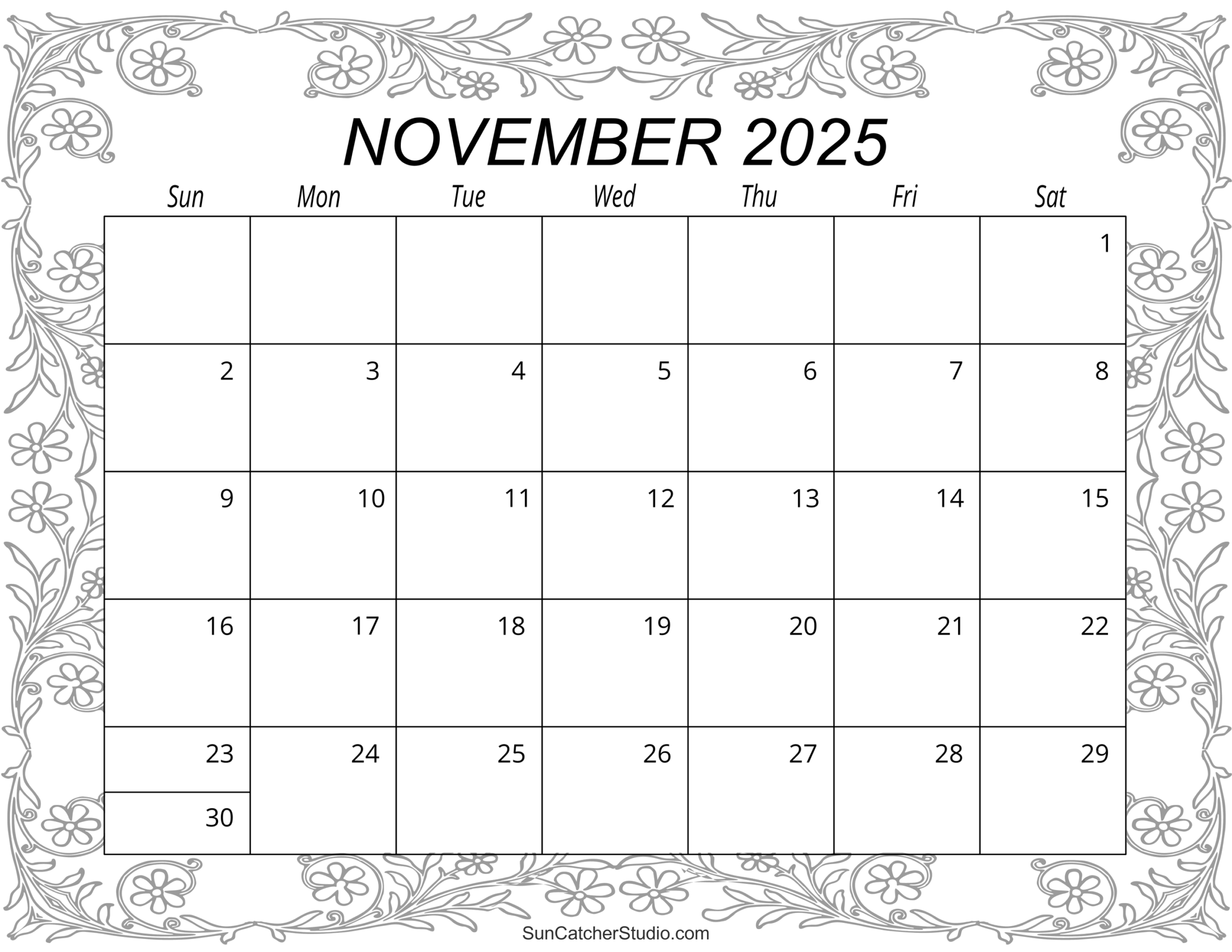 November 2025 Calendar Free Printable Free Printables Monograms Design Tools Patterns U0026 DIY Projects