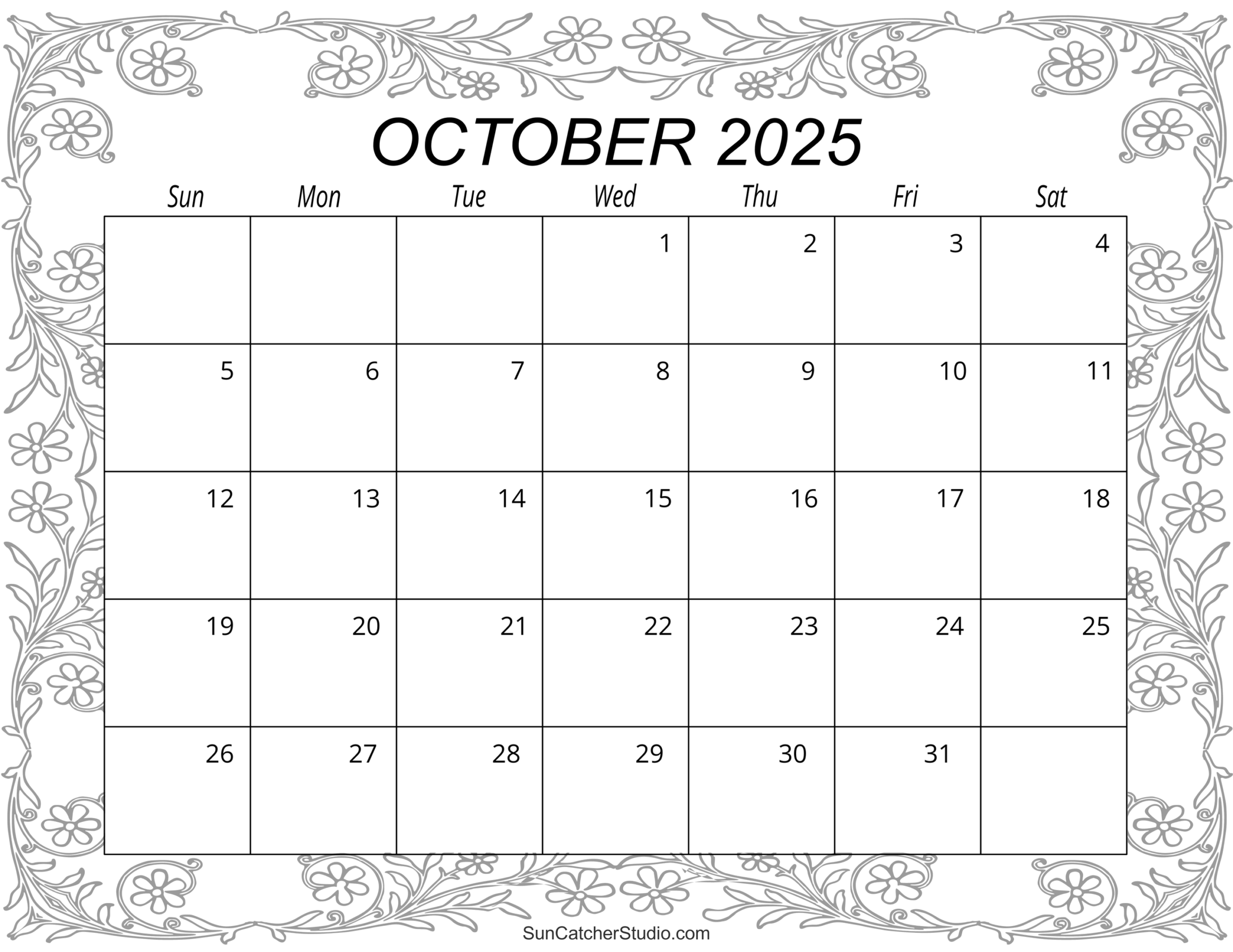 Fillable October 2025 Calendar