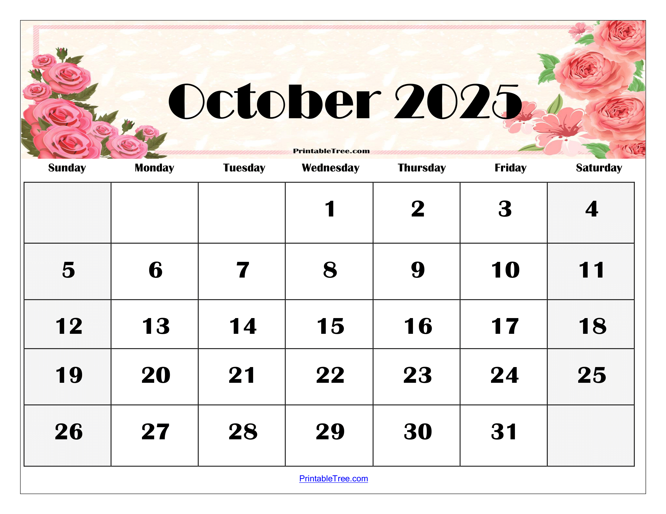 2025 October Calendar