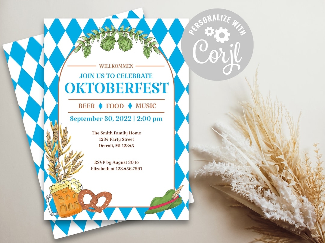 Oktoberfest Party Invitation Oktoberfest Theme Invitation Invitation Template INSTANT Download Etsy