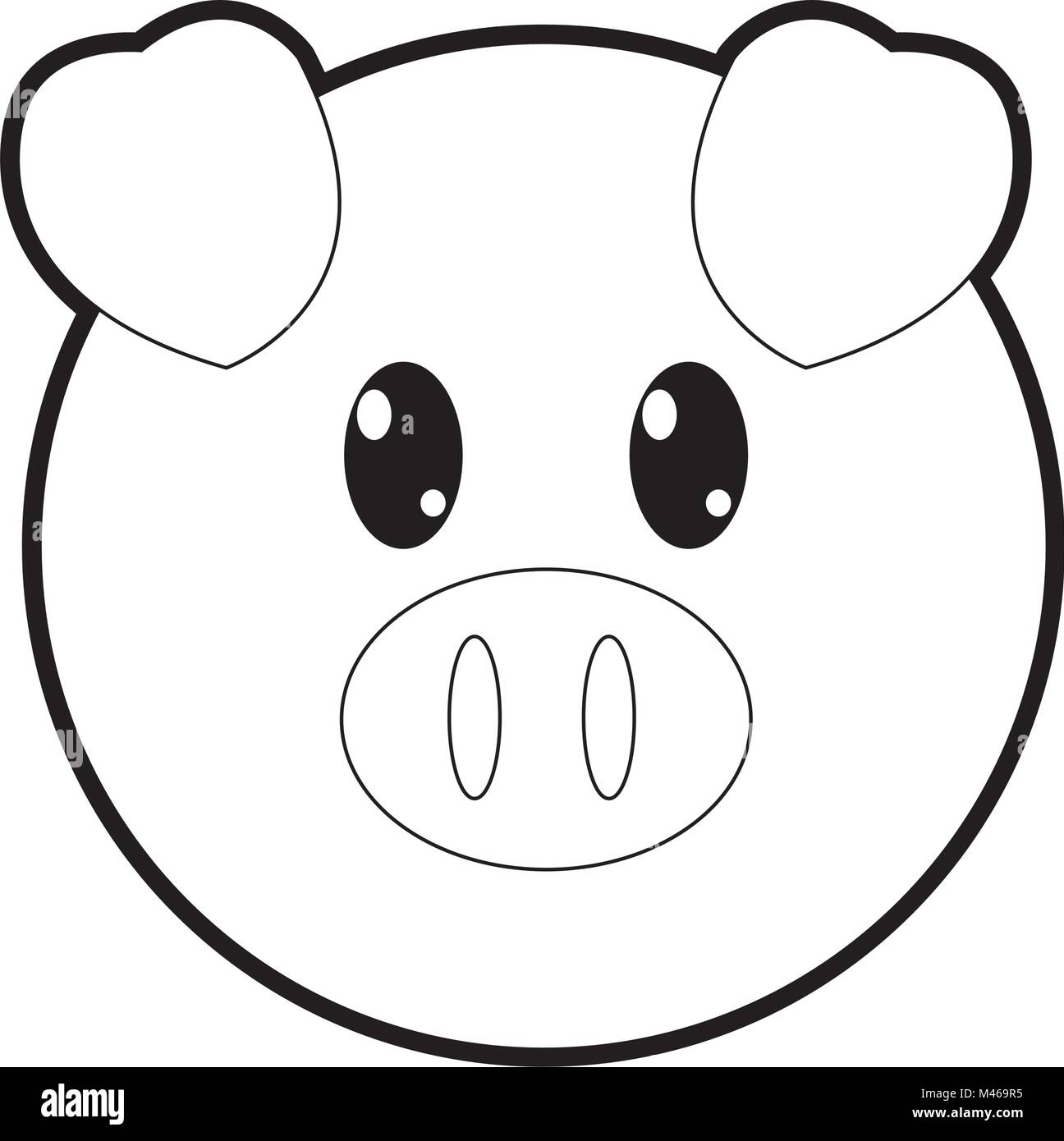 Outline Pig Head Cute Animal Character Stock Vector Image U0026 Art Alamy