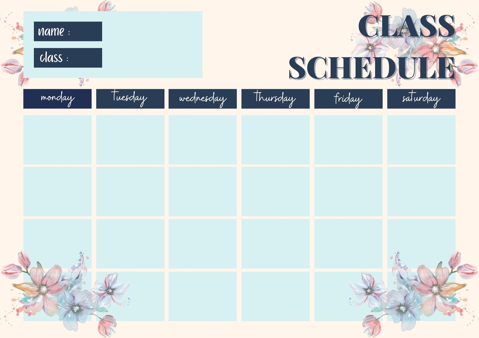 Page 14 Free Printable Class Schedule Templates To Customize Canva