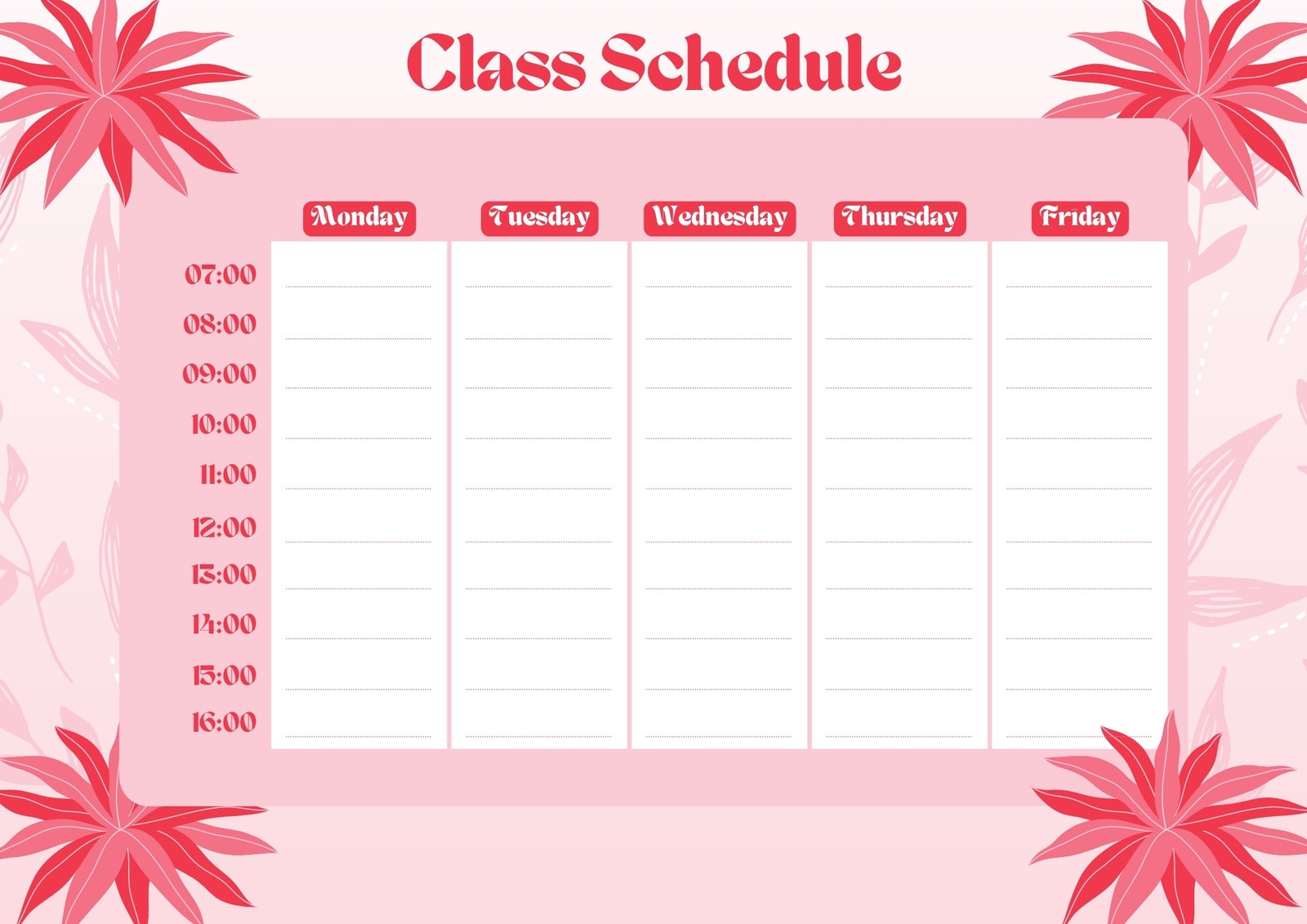 Page 16 Free Printable Class Schedule Templates To Customize Canva