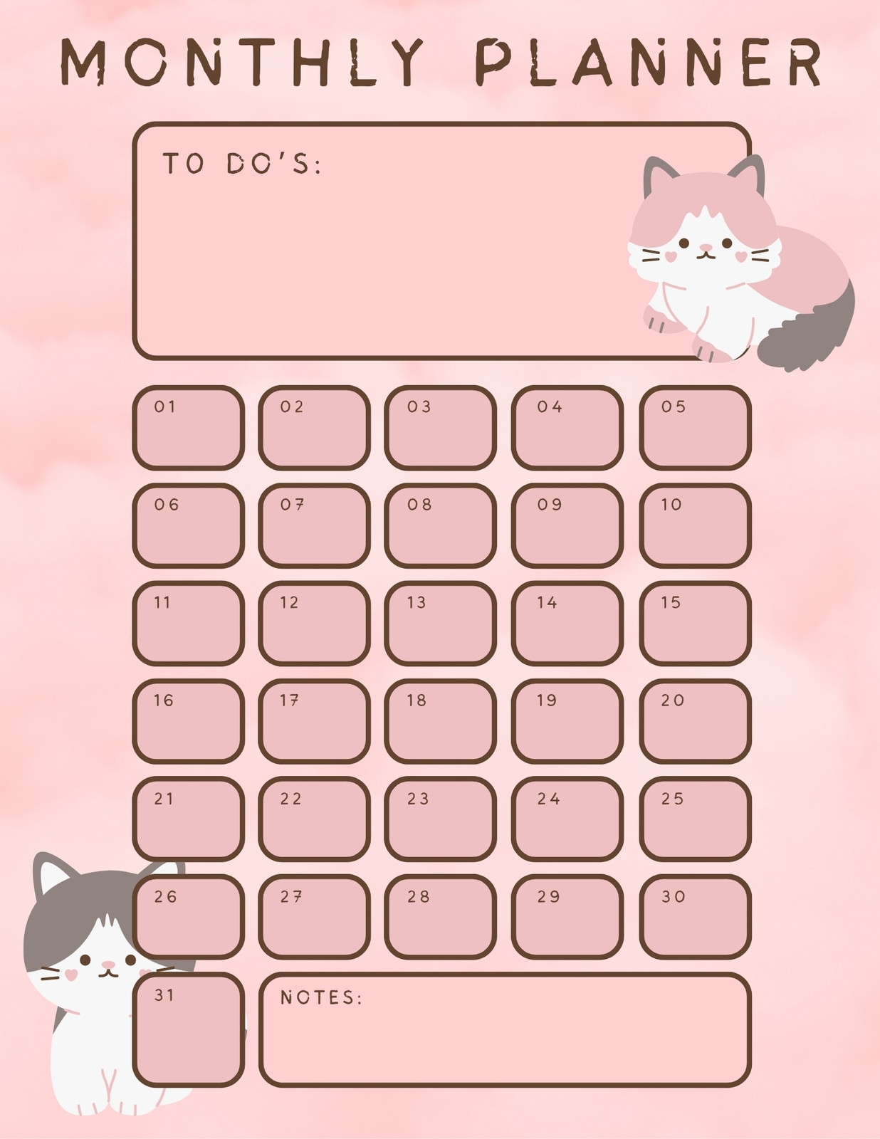 Page 9 Free Personalized Monthly Planner Templates To Print Canva