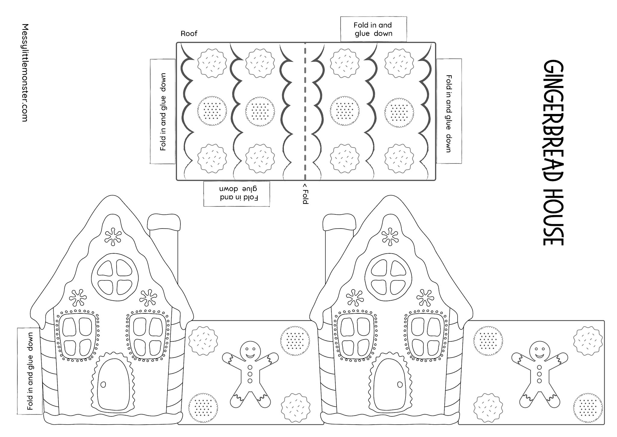 Paper Gingerbread House template Included Messy Little Monster Worksheets Library