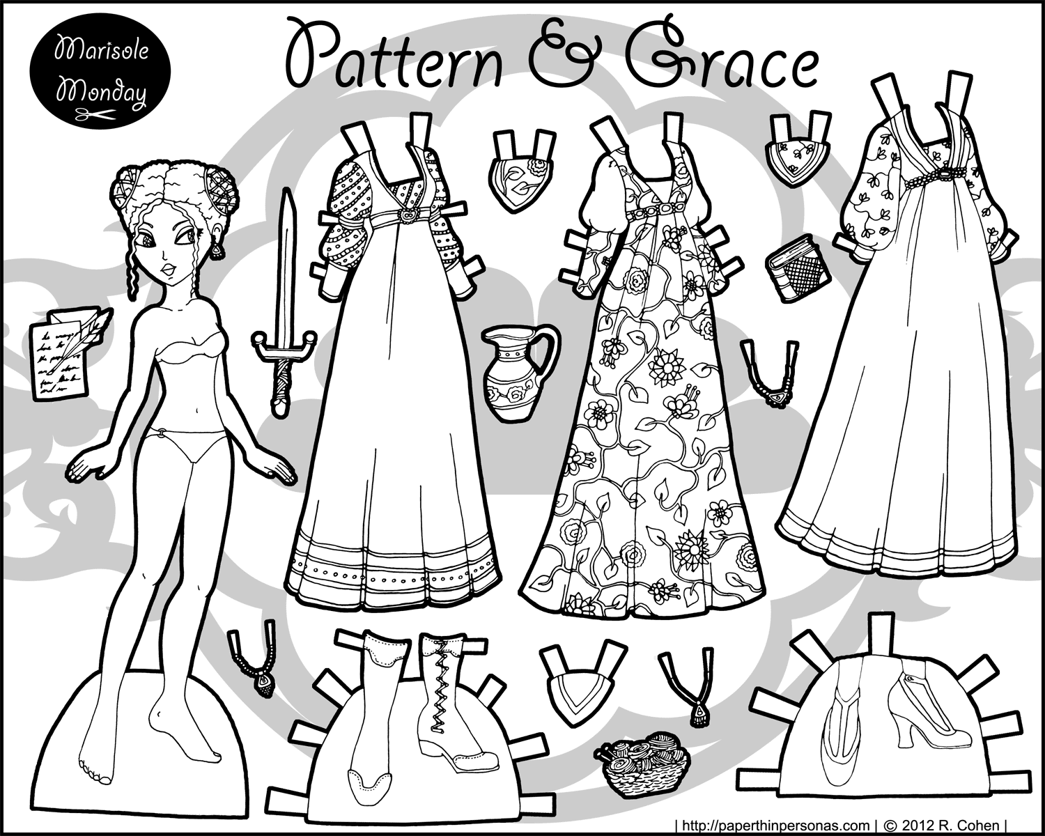 Patterns U0026 Grace A Black U0026 White Fantasy Paper Doll Patterns U0026 Grace A Black U0026 White Fantasy Paper Doll