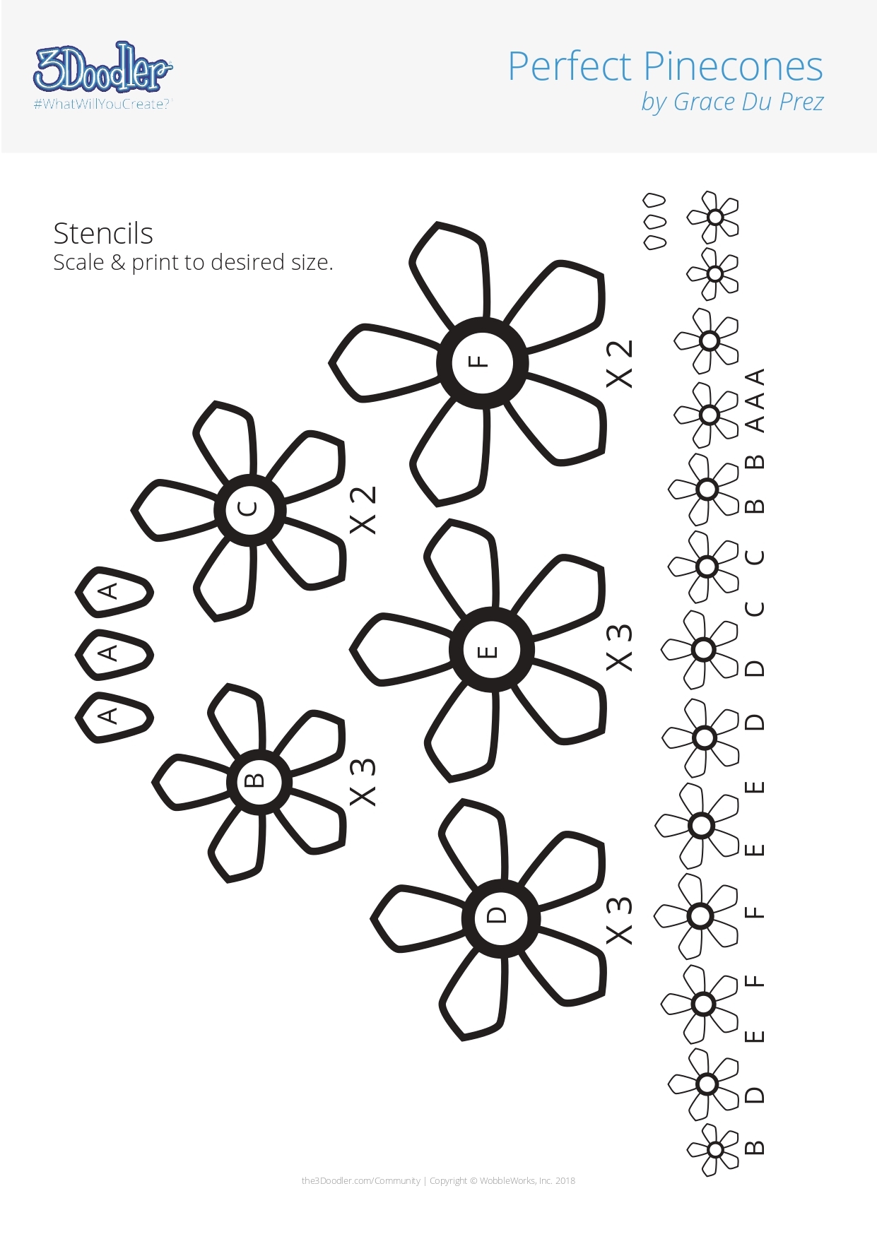 Perfect Pinecones 3D Pen Stencil 3Doodler