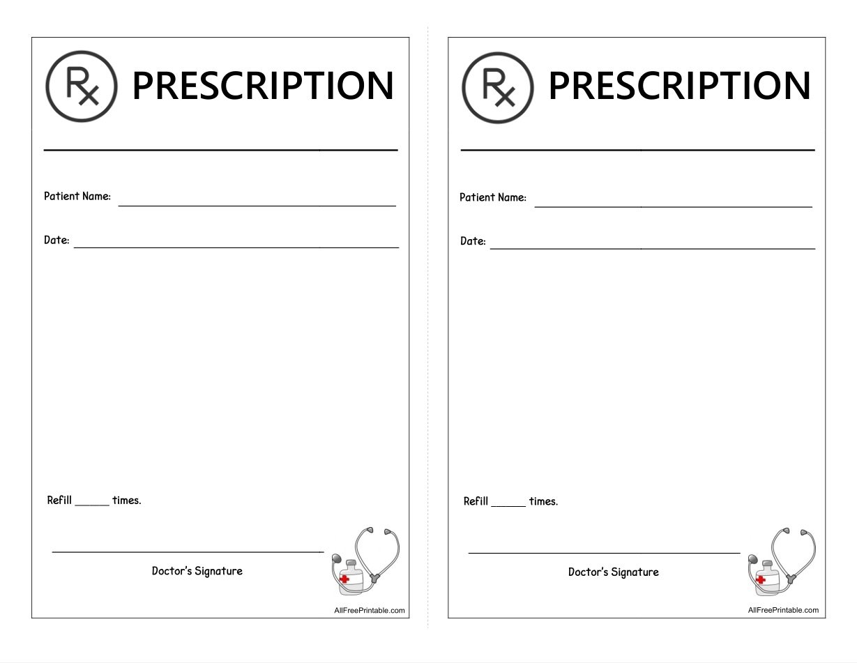 Play Doctor Prescription Free Printable