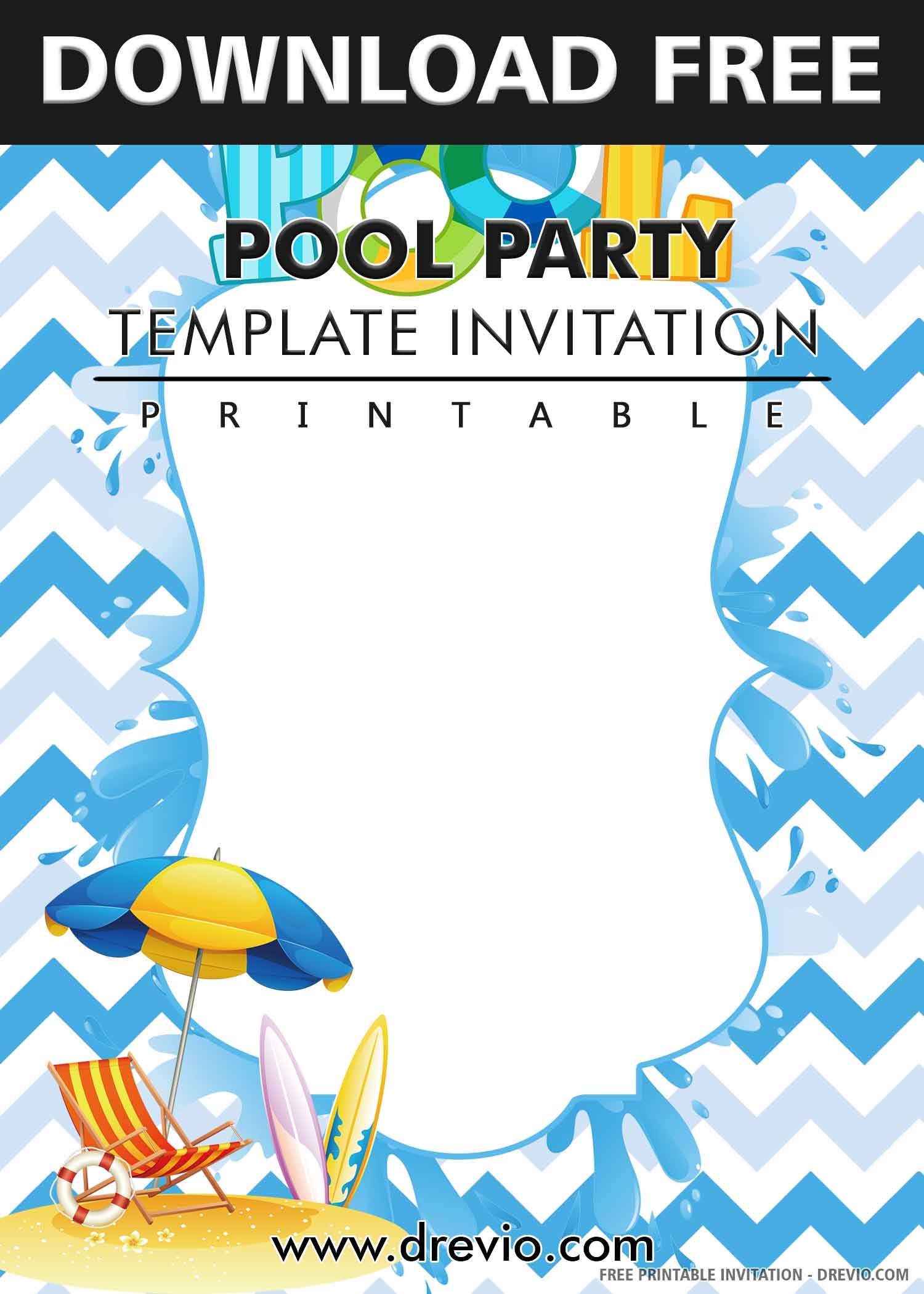 Free Printable Pool Party Invitation Template