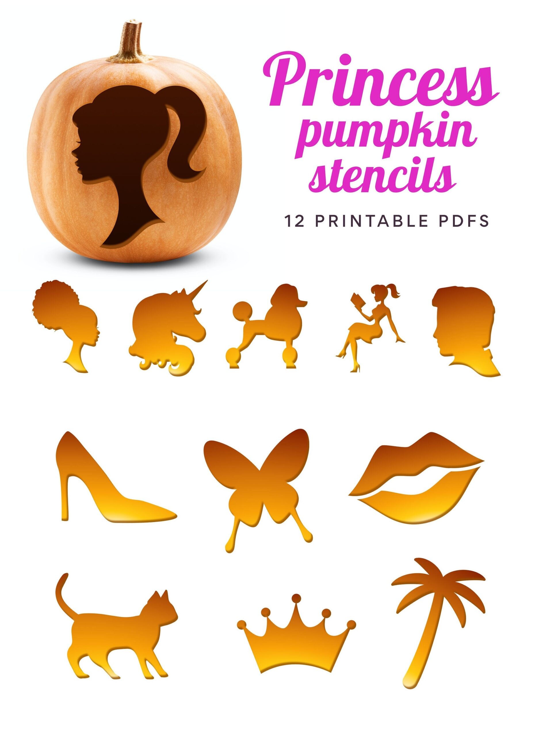 Princess Pumpkin Carving Patterns Unicorn Princess Tiara And 