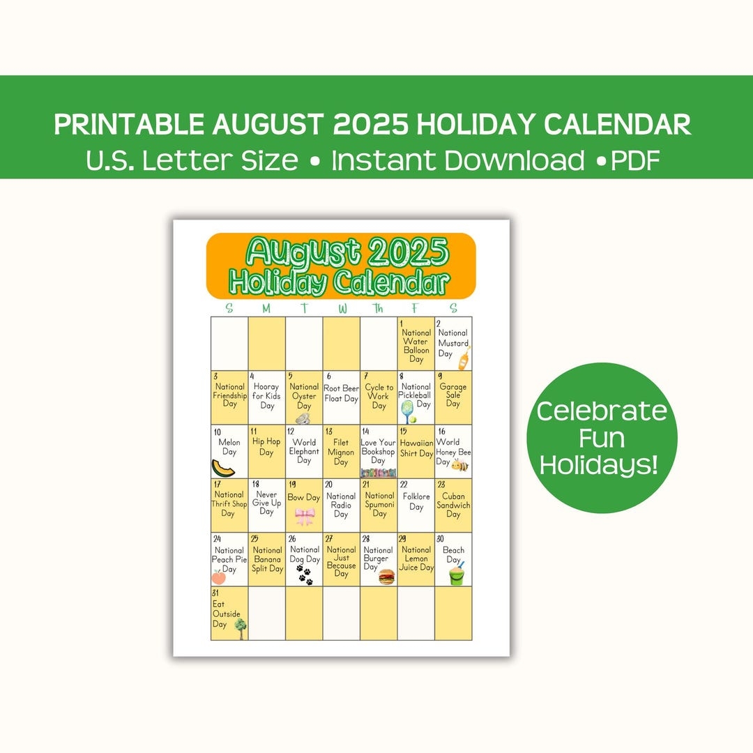 Printable August 2025 Holiday Calendar Page Fun And Whacky Printable August 2025 Holiday Calendar Page Fun And Whacky