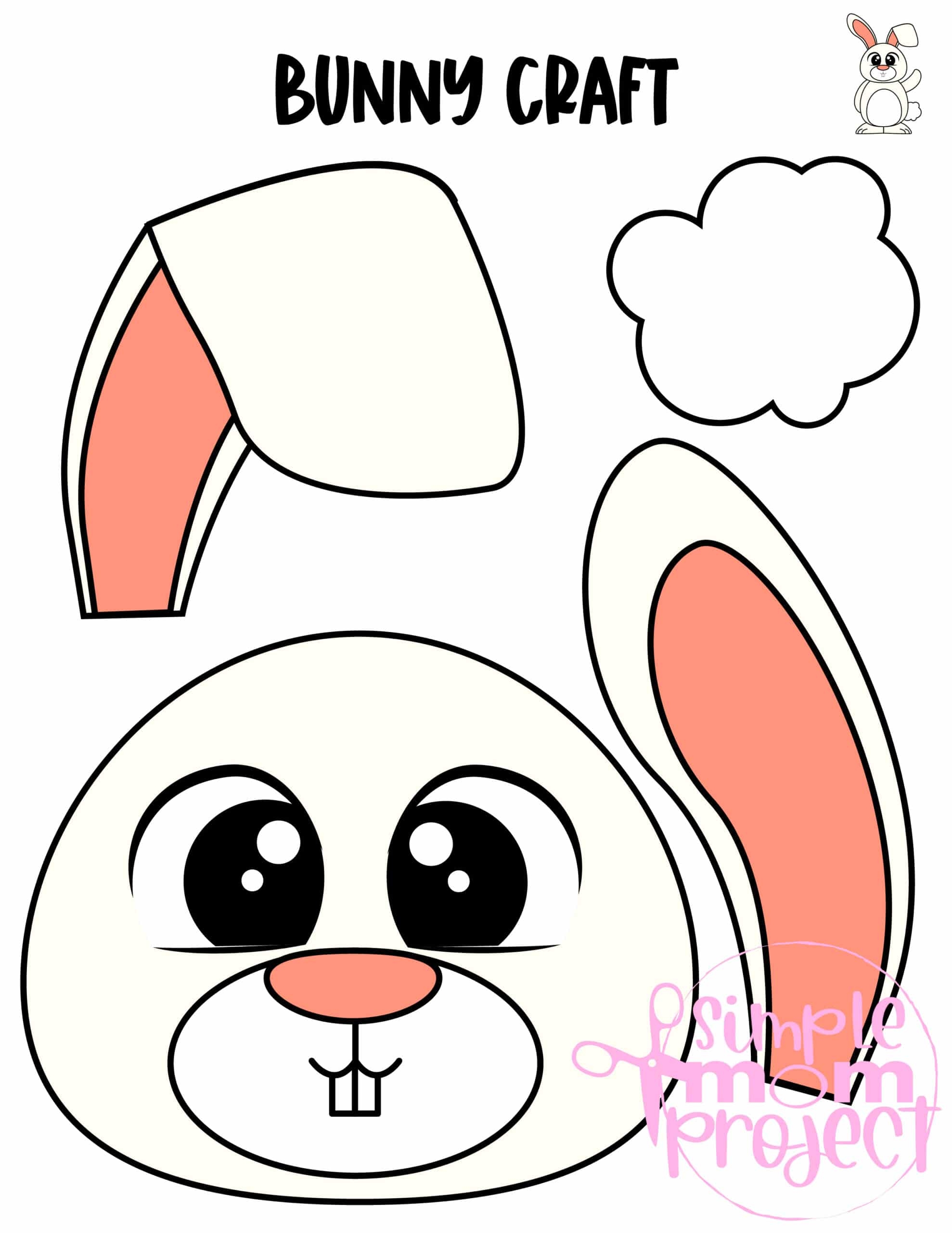 Printable Bunny Rabbit Paper Bag Puppet Template Simple Mom Project
