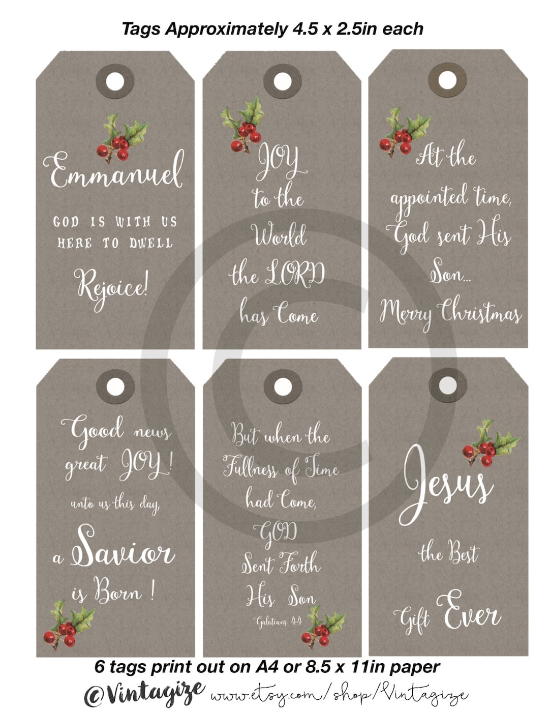 Printable Christmas Christian Religious Gift Tags Neutral Kraft Paper Tags INSTANT DOWNLOAD Original Printable Nativity Collage Etsy