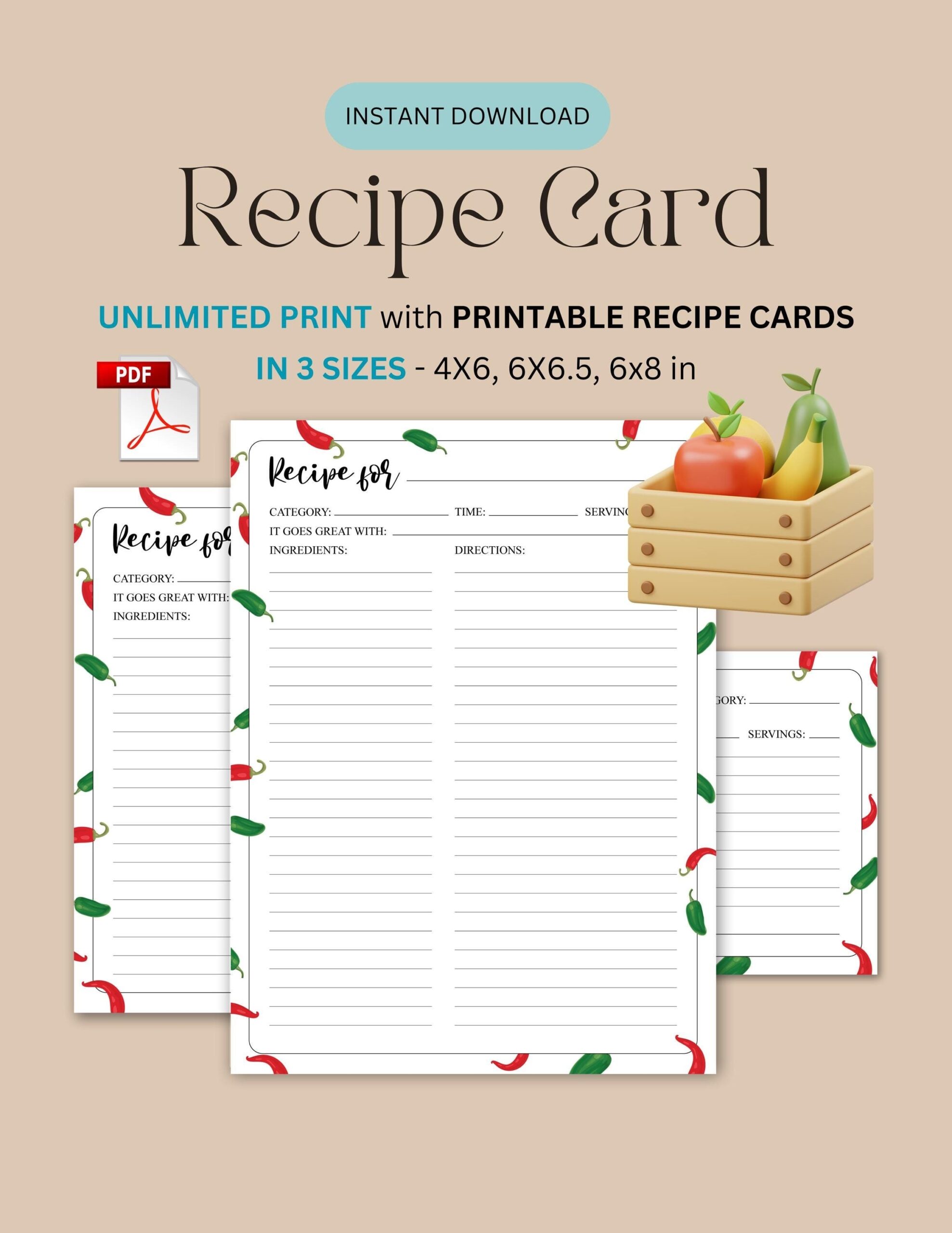 Free Printable Recipe Card Template Verticle