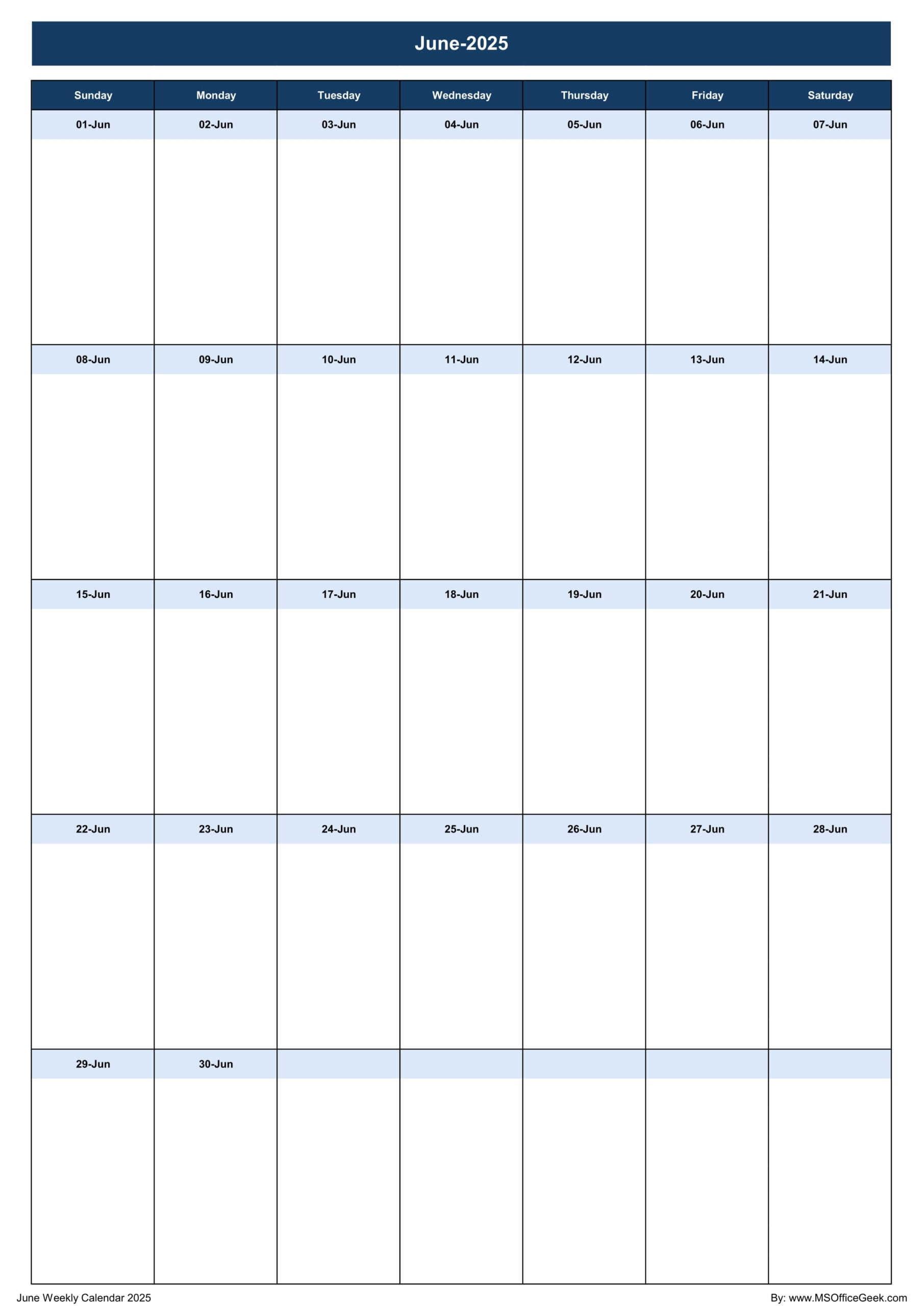 Ready To Use Printable Weekly Calendar 2025 MSOfficeGeek