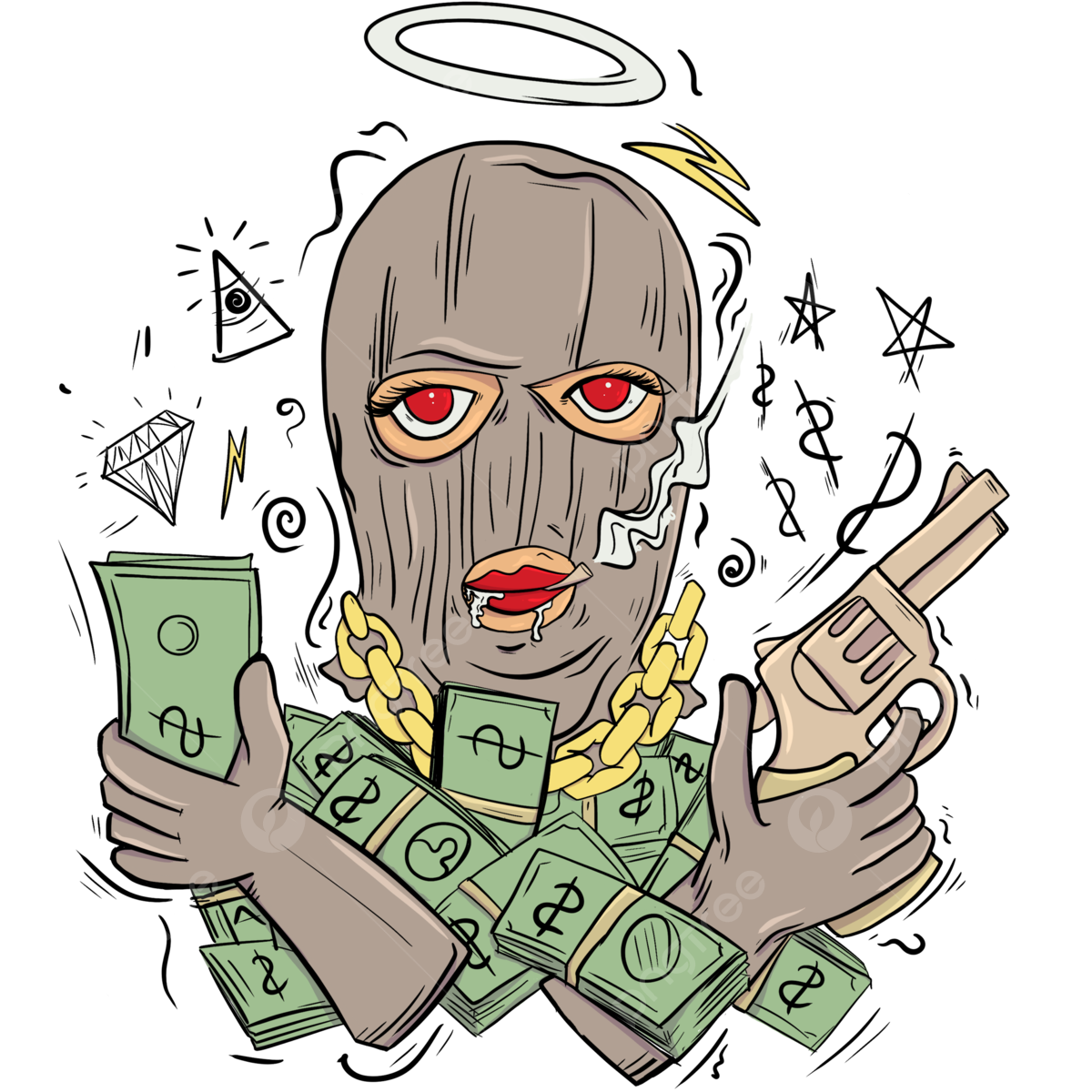 Robber Mask PNG Image Tshirt Design About Poverty Robber With Ski Mask Robber Clipart Poverty Tshirt Design PNG Image For Free Download