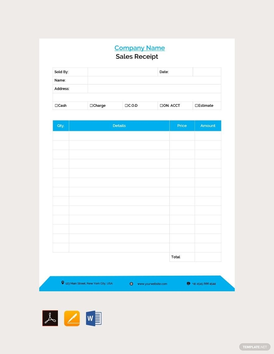 Sales Receipt Template In Word Pages PDF Download Template